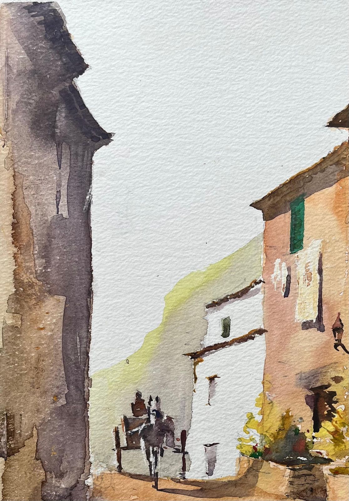 Anthony Averybritish Impressionist Watercolor Of A Street Scene In Tossa De Mar, Costa Brava photo vinterior