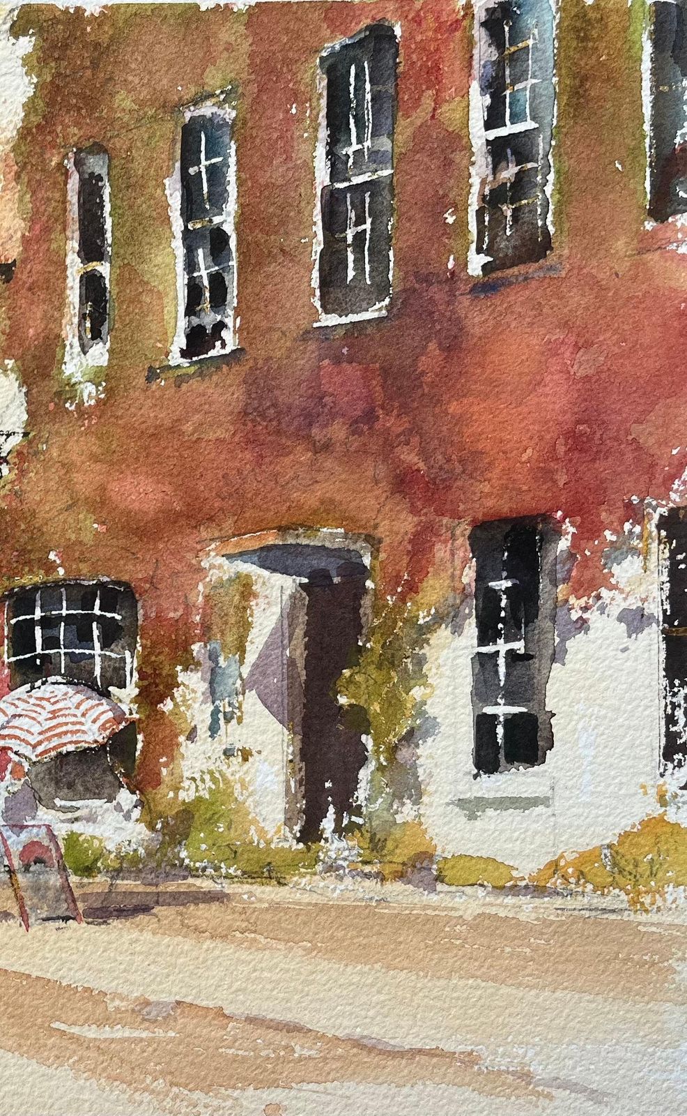 Anthony Averybritish Impressionist Watercolor Of Afternoon Courtyard Scene With Figures photo for sale