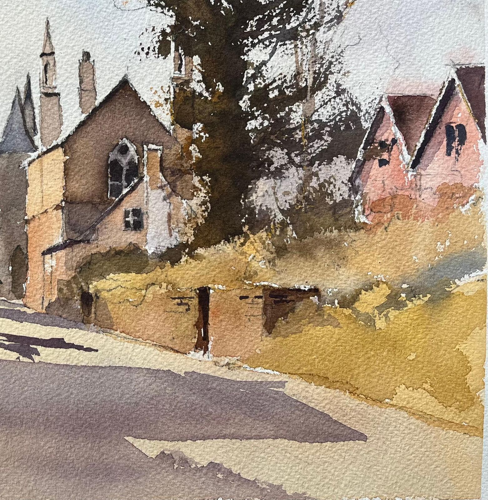 Anthony Averybritish Impressionist Watercolor Of Country Lane With Equestrian Riders photo Art