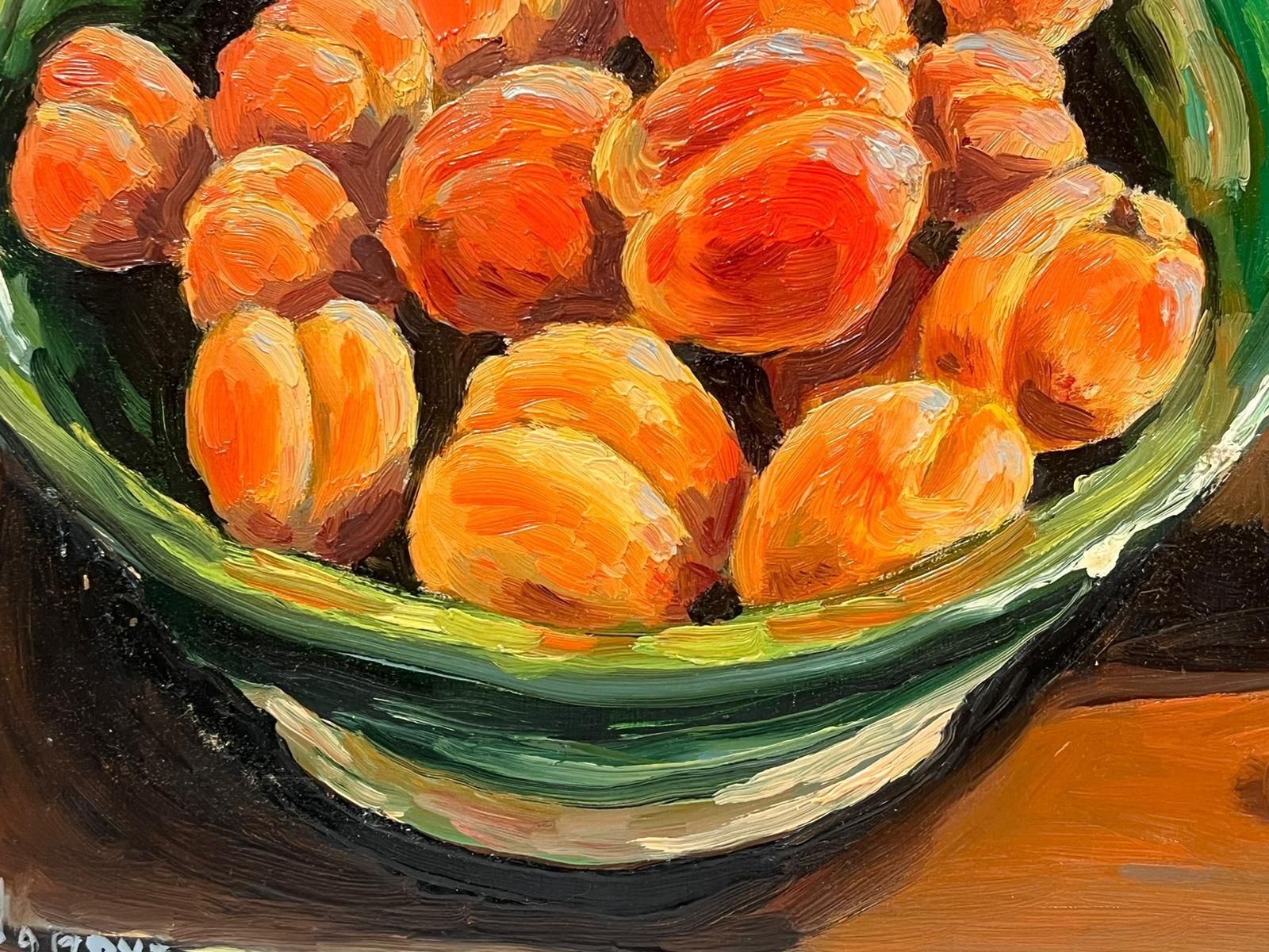 Georges Bordonove1970's French Post Impressionist Signed Oil Painting Apricots In Green Dish photo 621.0