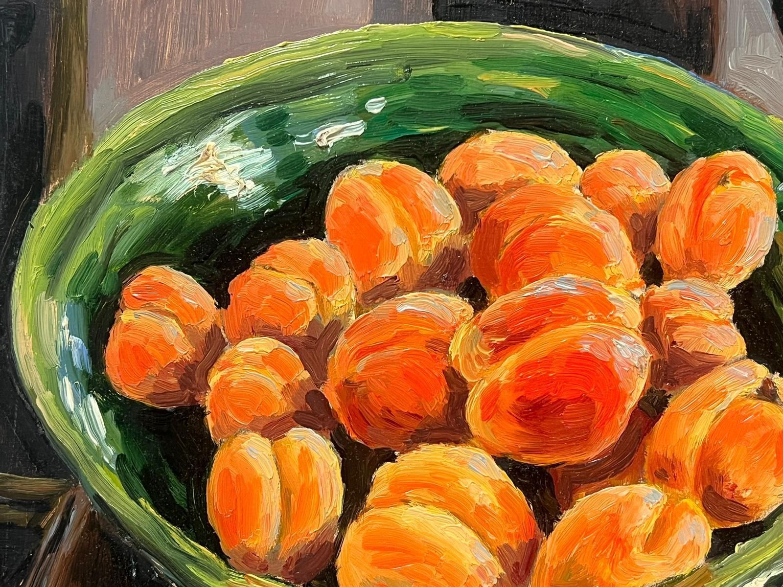 Georges Bordonove1970's French Post Impressionist Signed Oil Painting Apricots In Green Dish photo vinterior