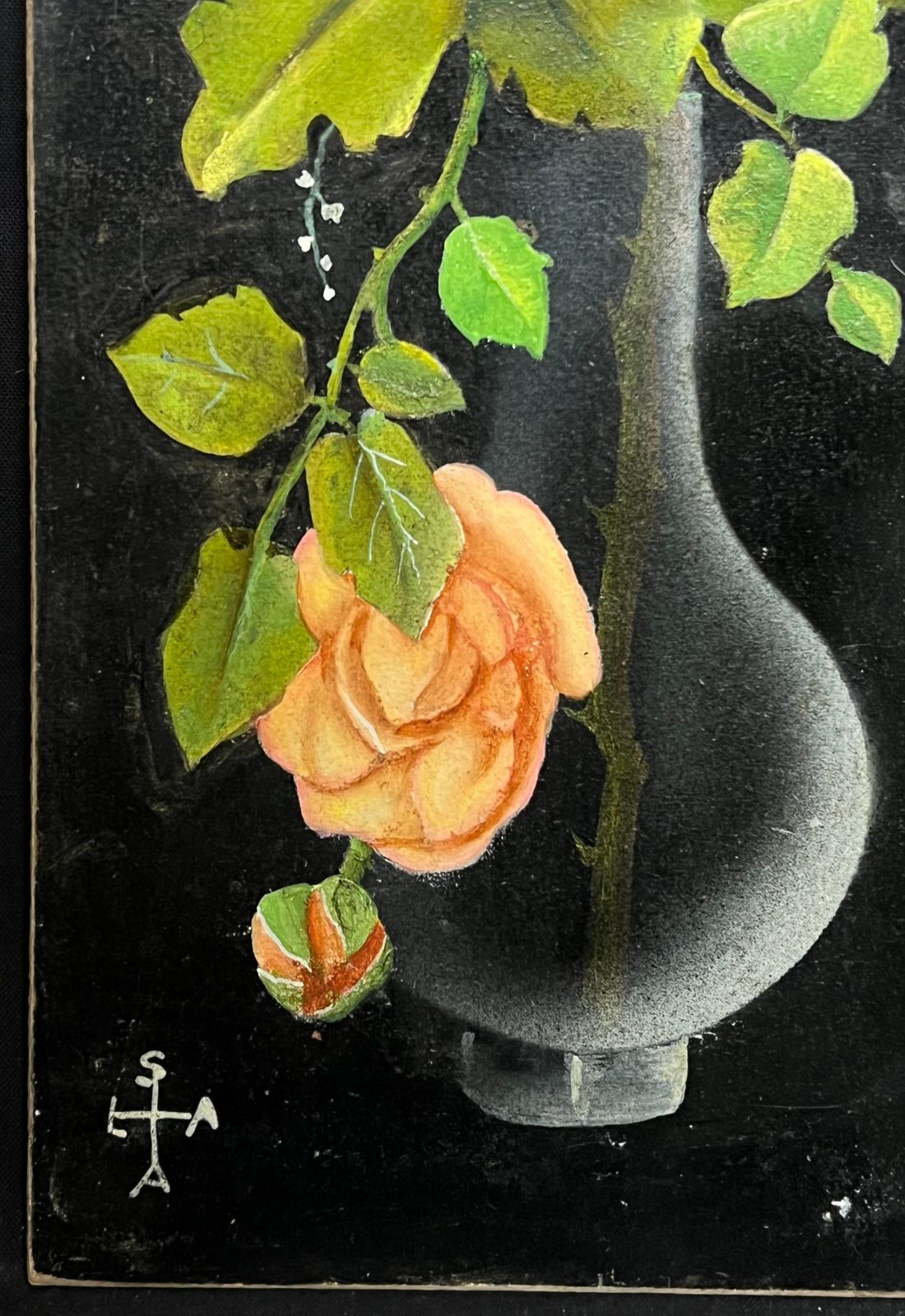 French Artistpair Mid 20th Century French Still Life Painting Ornate Flowers In Glass Vase1950 photo buy