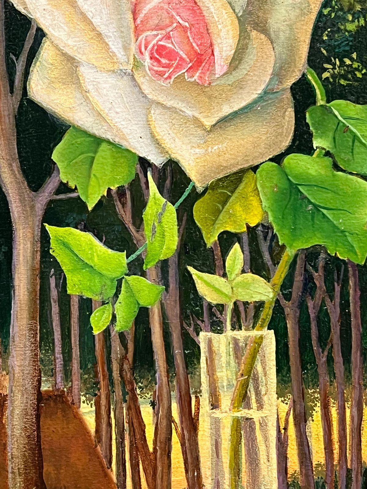 French Artistpair Mid 20th Century French Still Life Painting Ornate Flowers In Glass Vase1950 photo Art