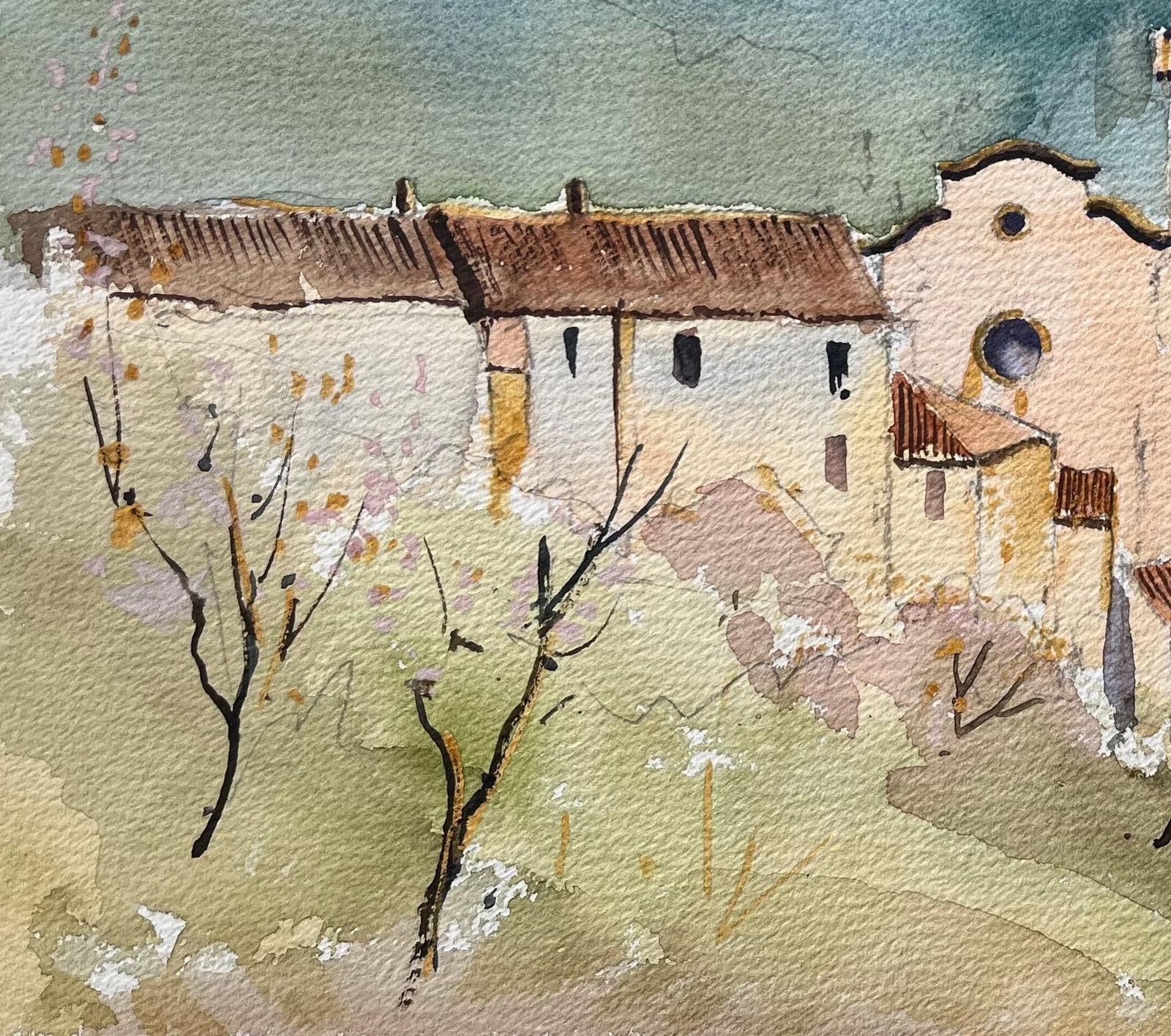 Anthony Averybritish Impressionist Watercolor Of Idyllic Mountain Village photo 352.0