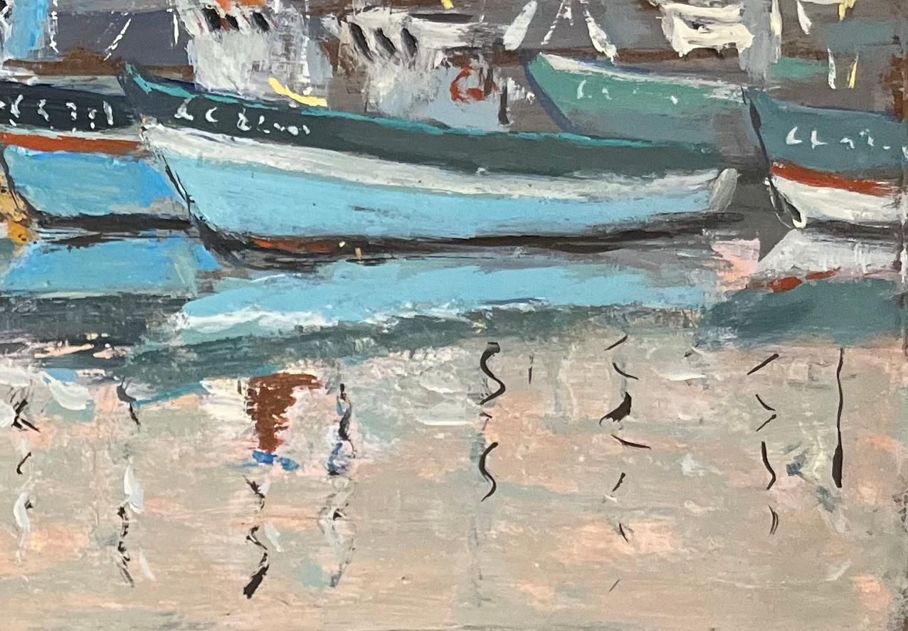 Fanch Lelfrench Impressionist Oil Painting Of Concarneau Harbor In Morning Light1998 photo for sale