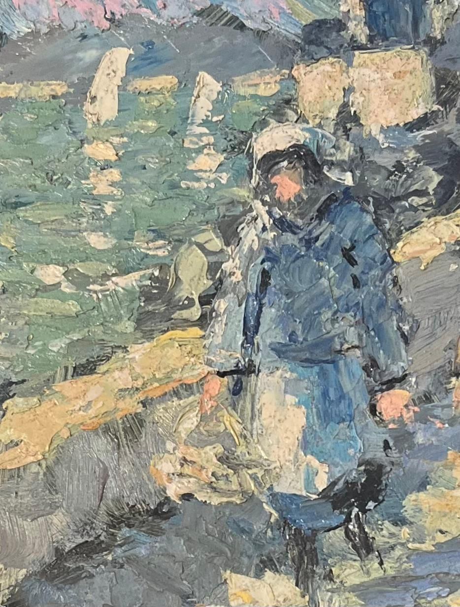 Fanch Lelfrench Impressionist Oil Painting Of Windy Walk Along The Coastal Path20th Century photo Art