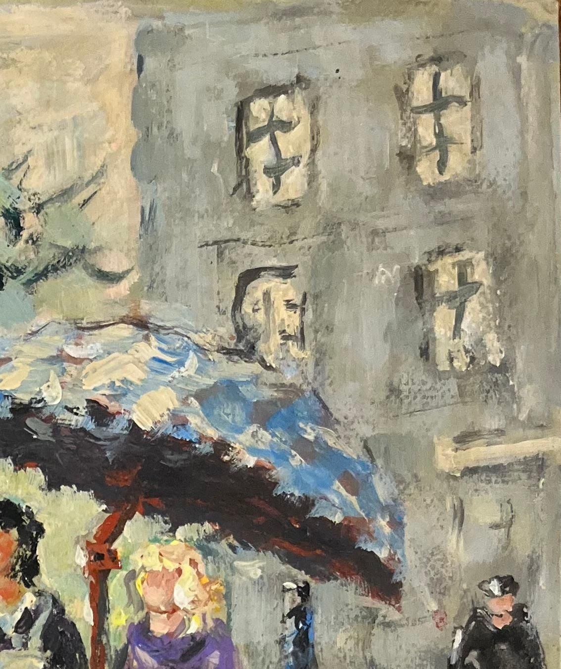 Fanch Lelfrench Impressionist Oil Painting Of Le Marché Scene With Figures2003 photo vinterior