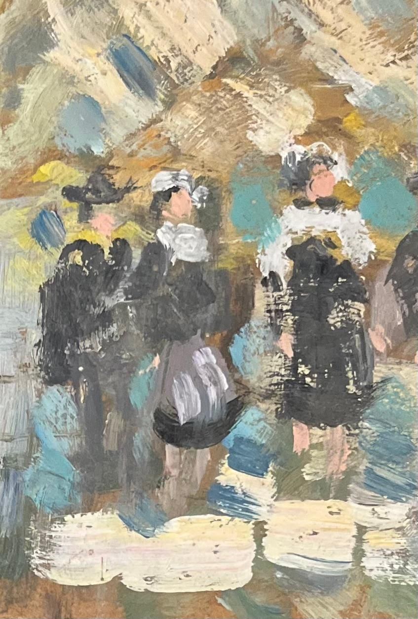 Fanch Lelfrench Impressionist Oil Painting Of Gathering Of Breton Women In Dol De Bretag1999 photo Art