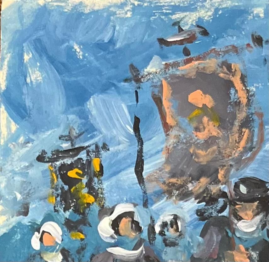 Fanch Lelfrench Impressionist Oil Painting Of Breton Family Celebration Under A Blue Sky20th Century photo 310.0