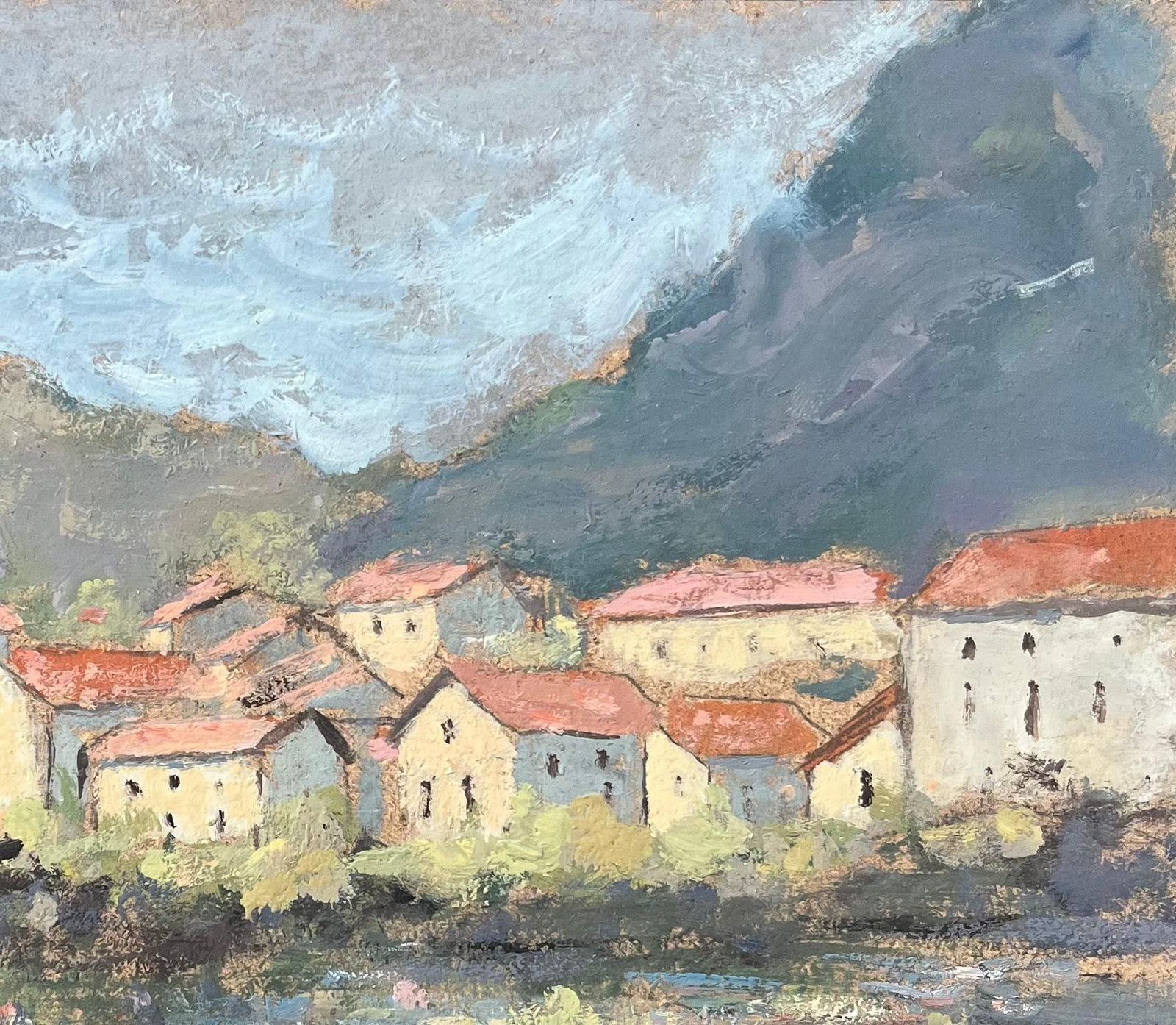 Fanch Lelfrench Impressionist Oil Painting Of Village De Laroque, Aveyron, France1992 photo vinterior
