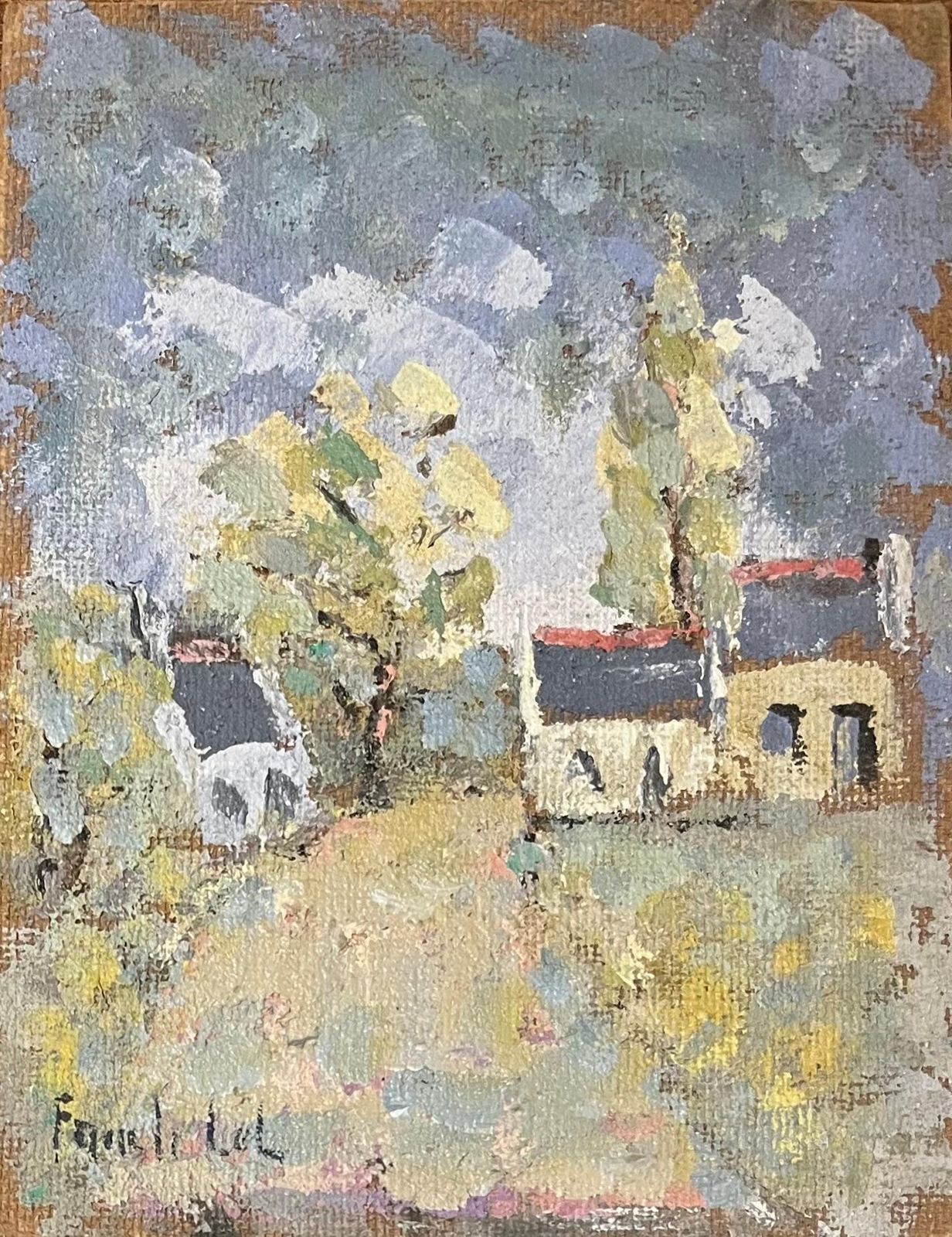 Fanch Lelfrench Impressionist Oil Painting Of Village In Breton Countryside20th Century