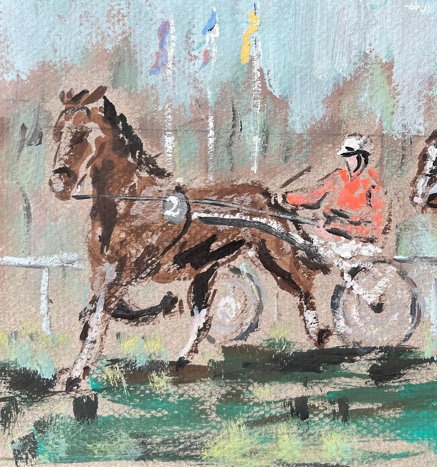 Fanch Lelfrench Impressionist Oil Painting Of Horse Racing At Courses De Marville2007 photo Art