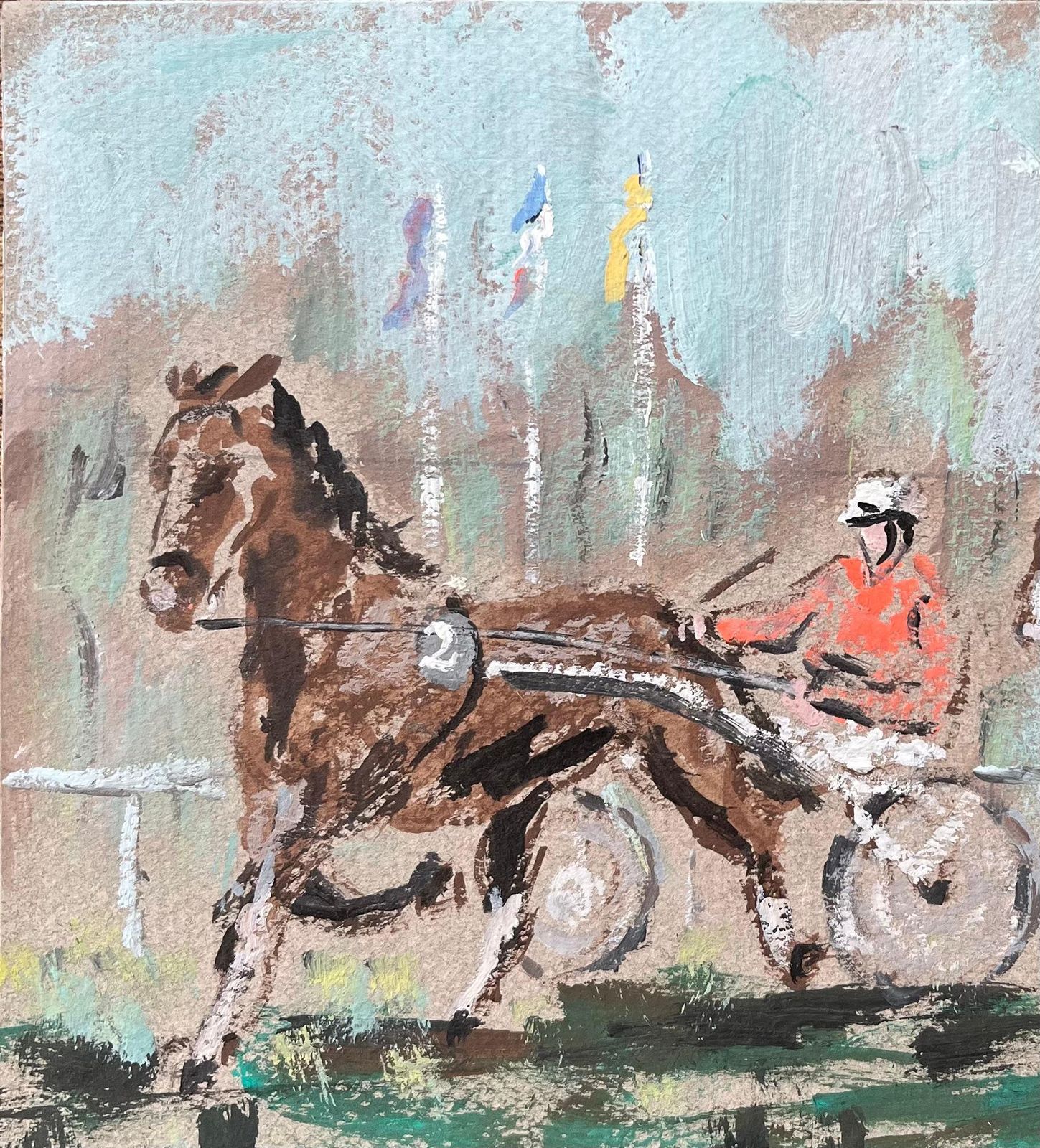 Fanch Lelfrench Impressionist Oil Painting Of Horse Racing At Courses De Marville2007 photo 545.0
