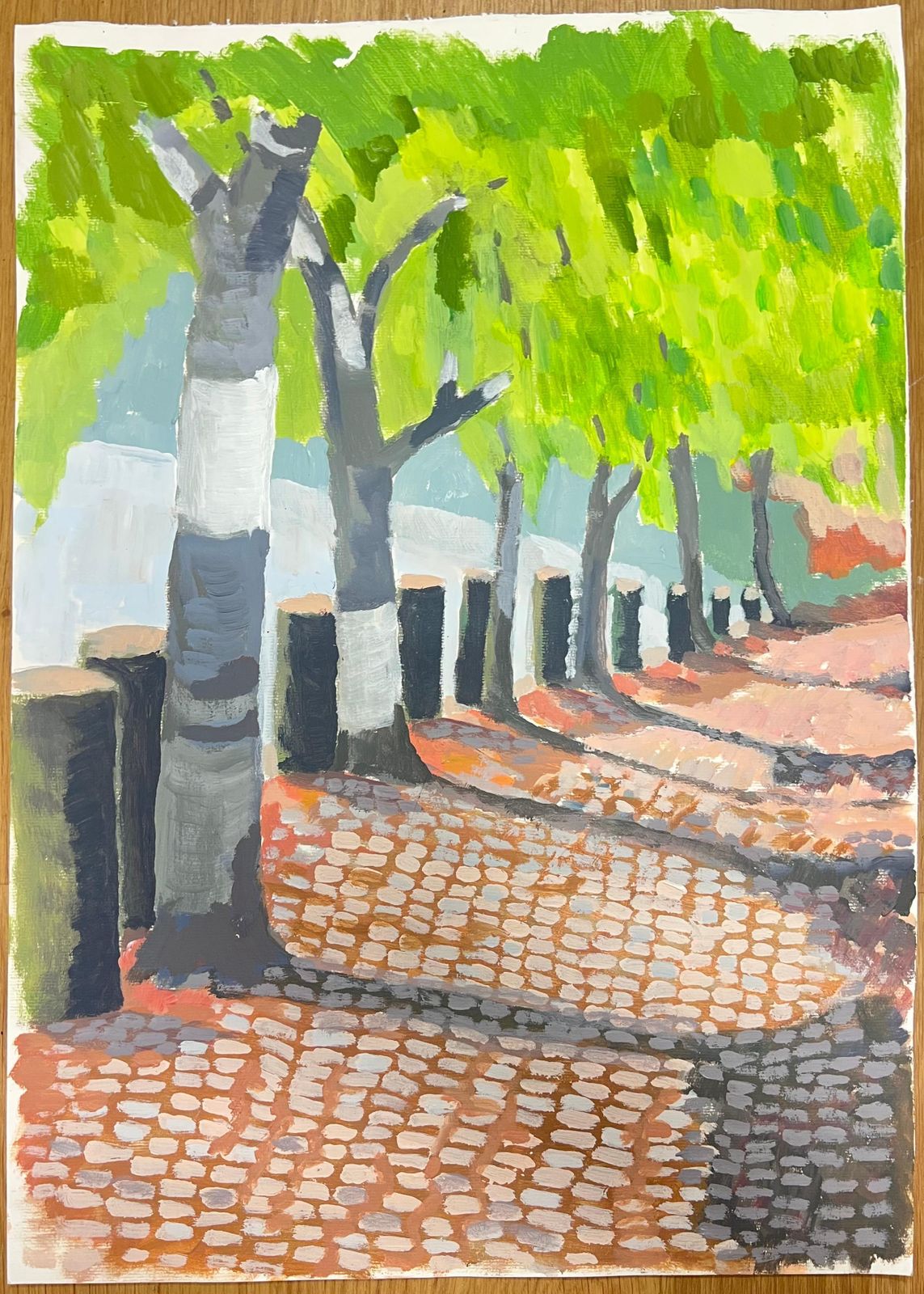Jill Jacksonbritish Modernist Oil Painting Sunlit Pathway Under The Canopy Of Trees photo furniture