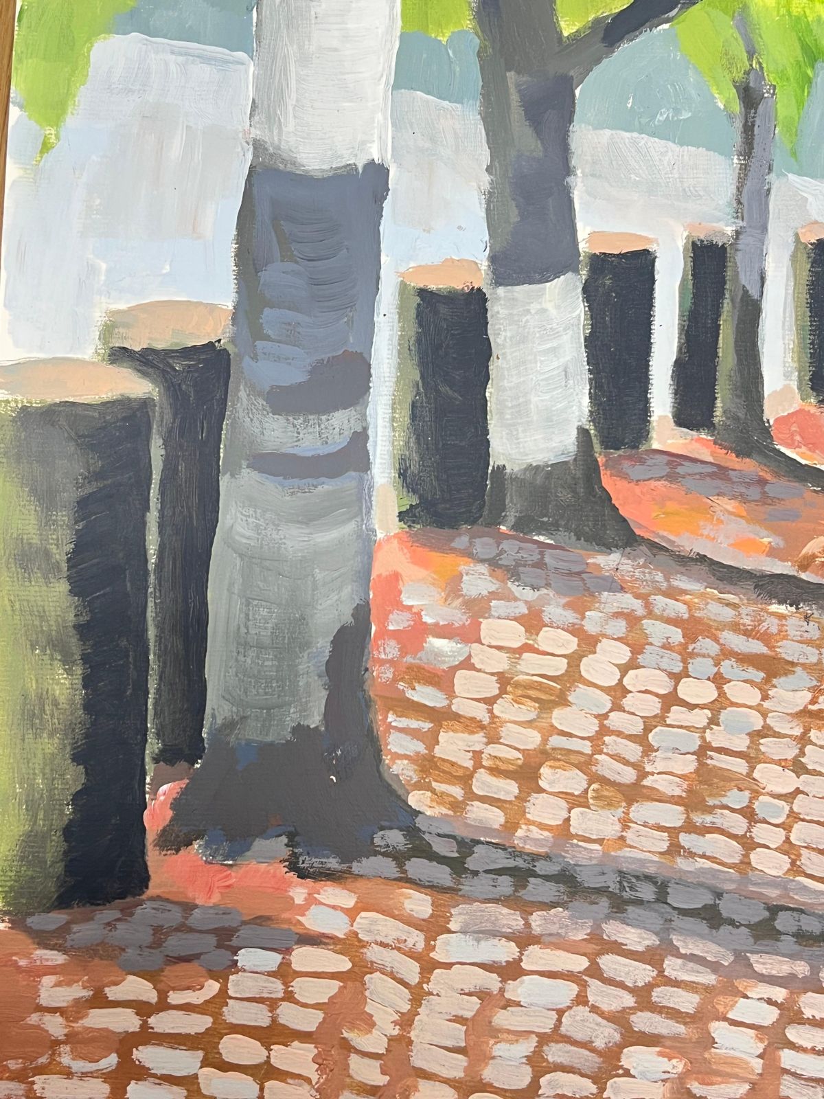 Jill Jacksonbritish Modernist Oil Painting Sunlit Pathway Under The Canopy Of Trees photo 723.0