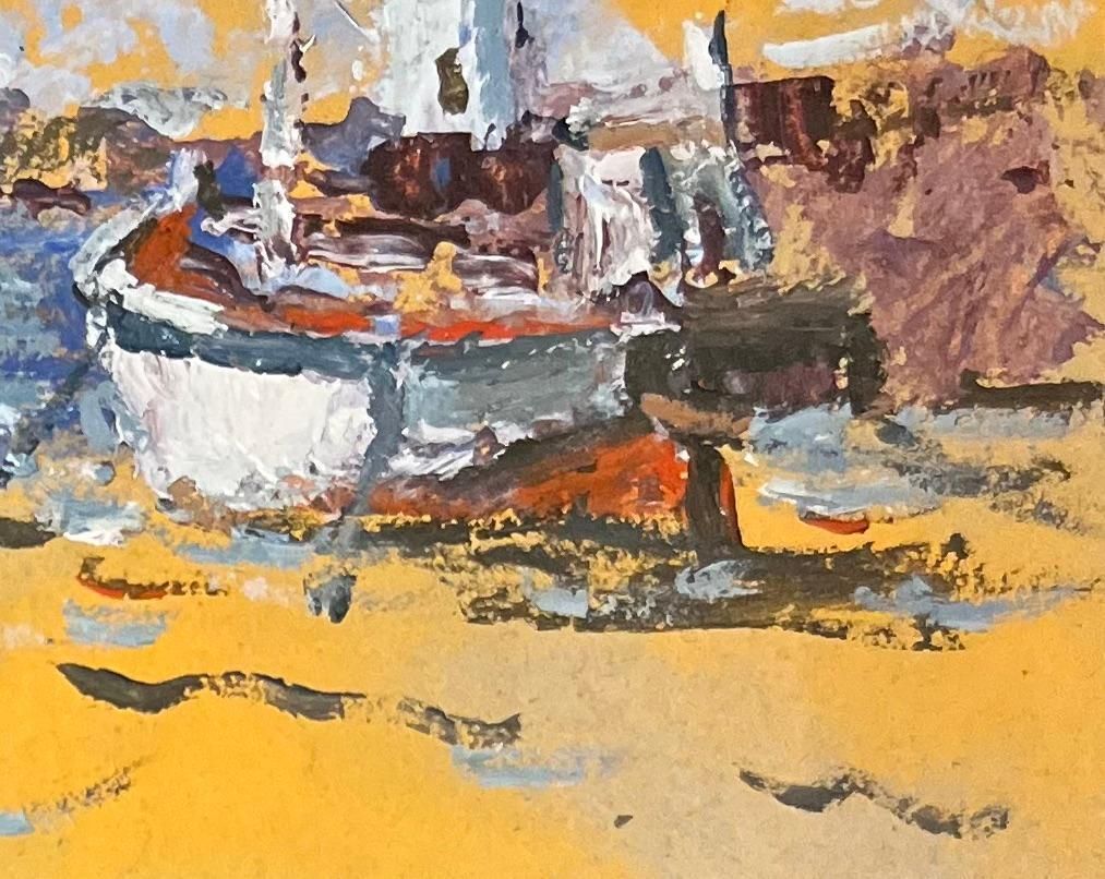 Fanch Lelfrench Impressionist Oil Painting Of A Boat And A Fisherman Near A Lighthouse20th Century photo Art