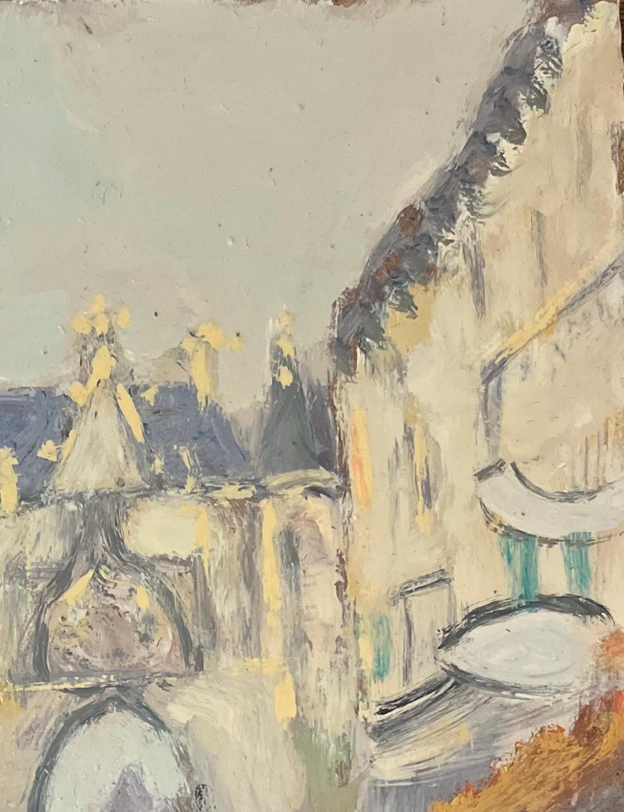 Fanch Lelfrench Impressionist Oil Painting Of Village Scene With Gothic Architecture20th Century photo 550.0