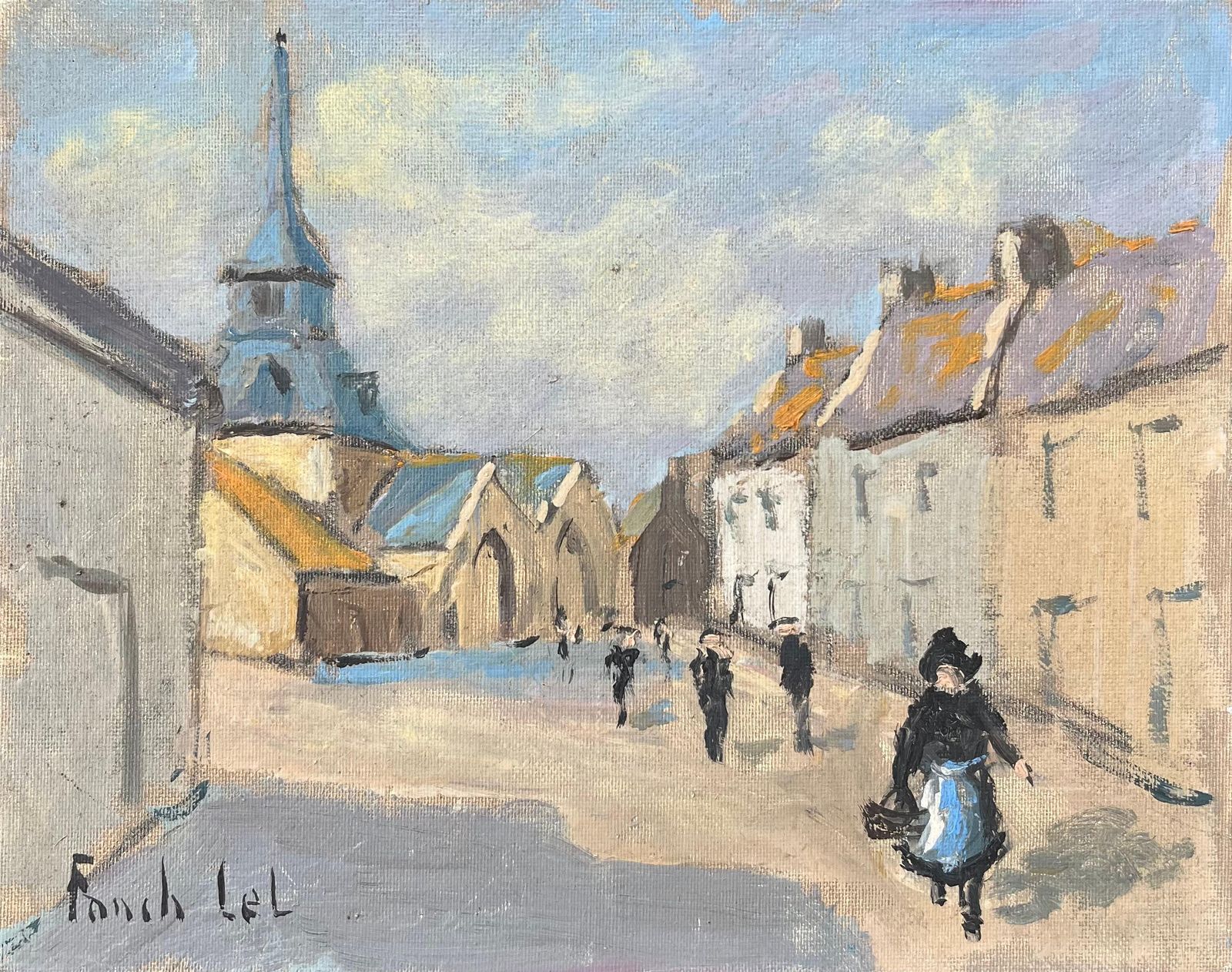 Fanch Lelfrench Impressionist Oil Painting Of A Of Village De Lizio, Morbihan2002