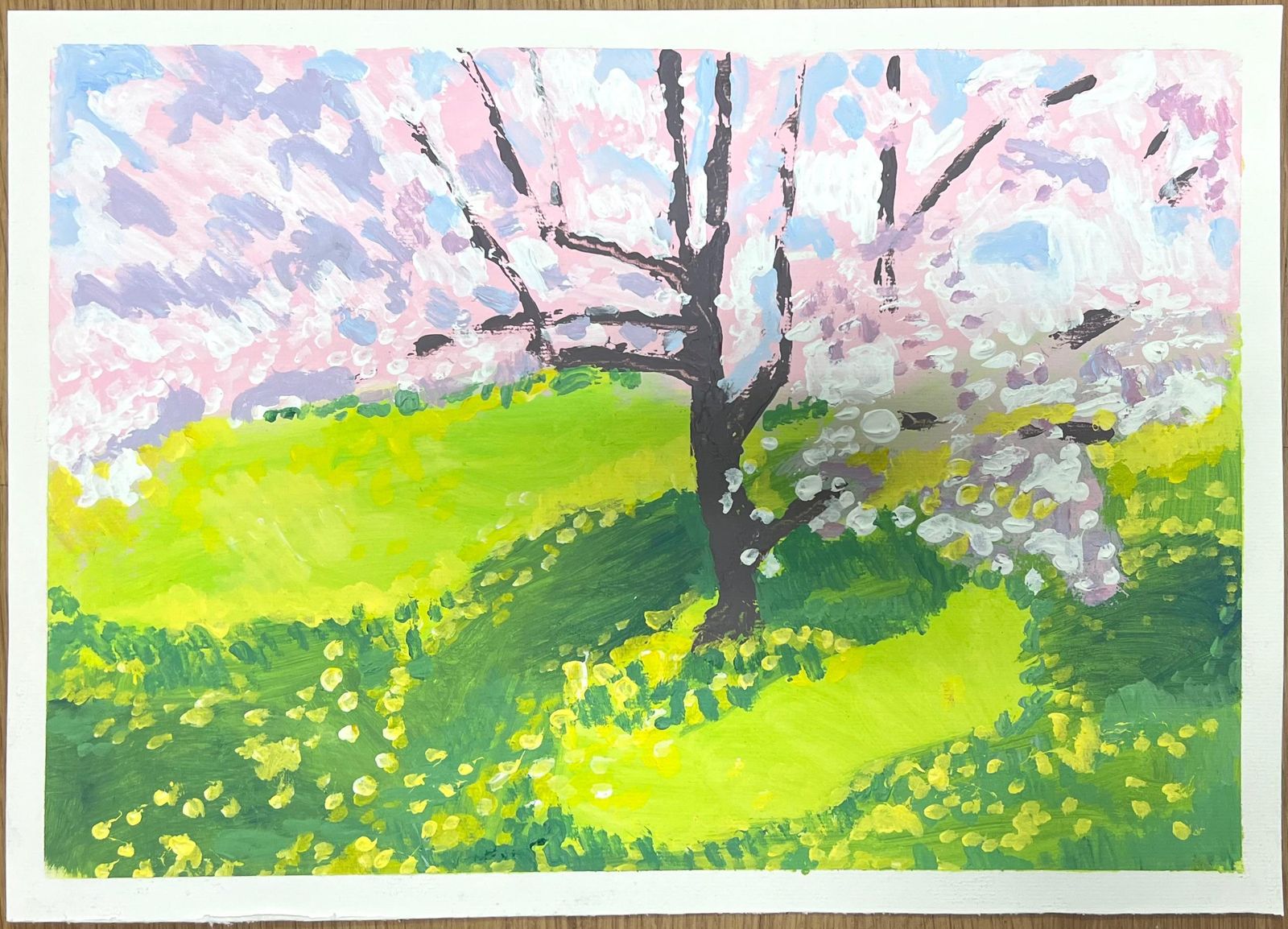 Helen Greenfielda Blooming Cherry Blossom Tree Casts Its Petals Over A Sun Kissed Green Meadow photo furniture