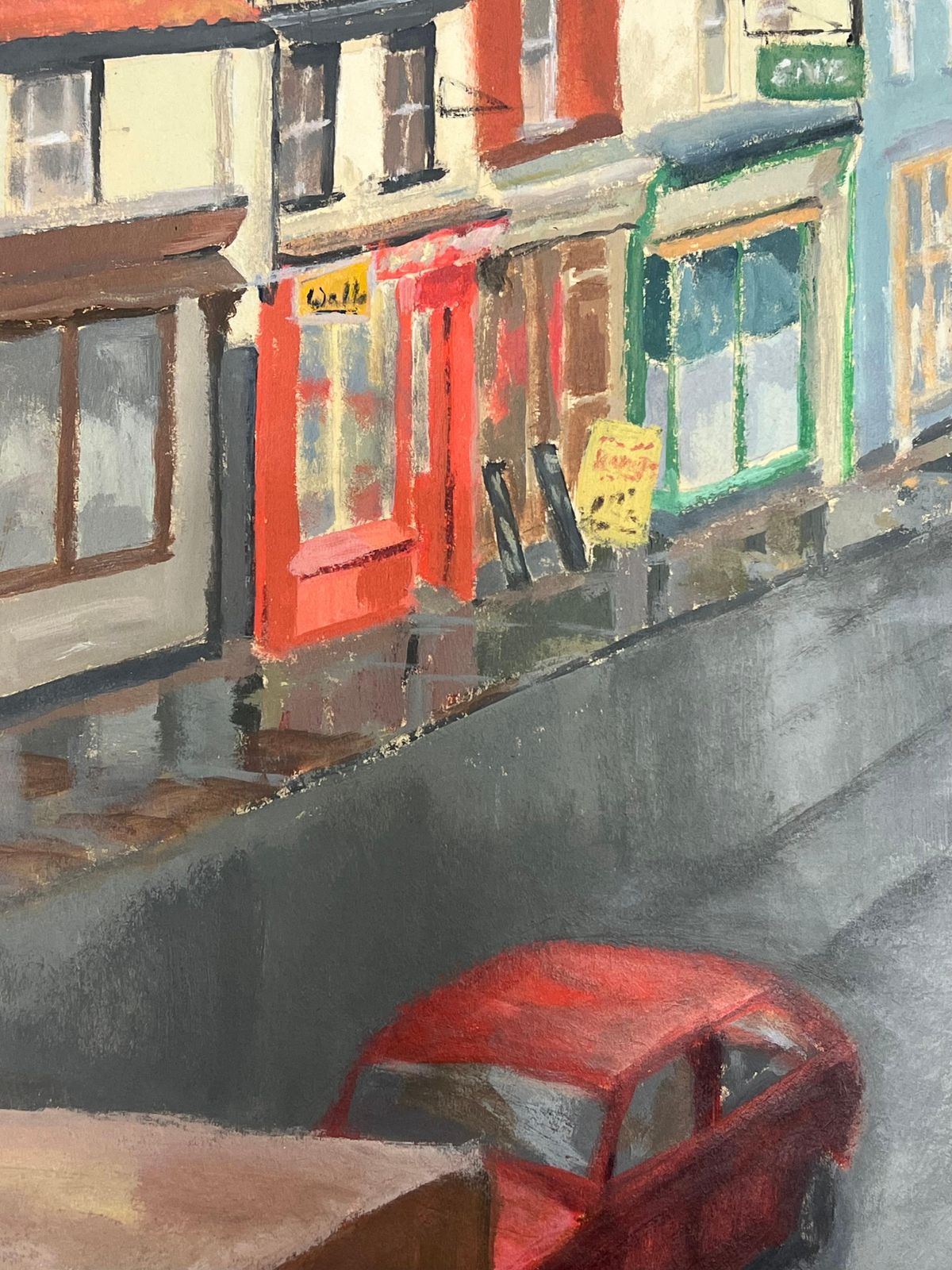 Jill Jacksonovercast Afternoon On A Quiet High Street With Red Car Driving photo 707.0