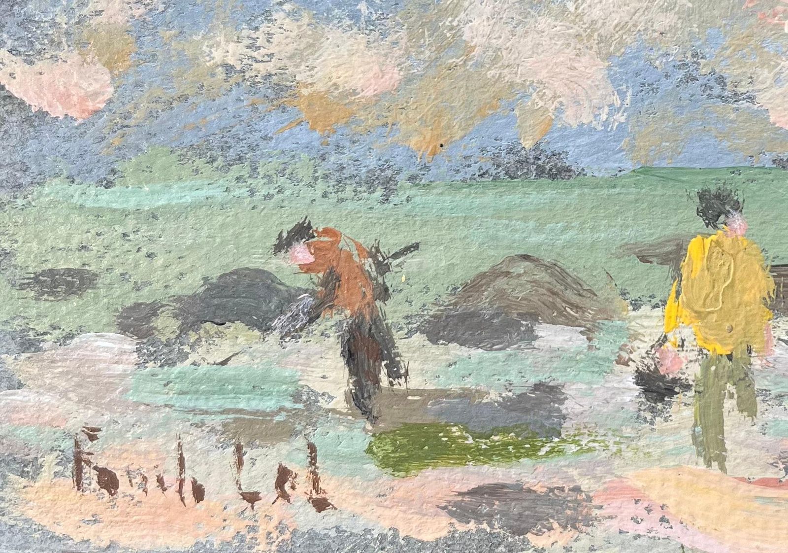 Fanch Lelfrench Impressionist Oil Painting Of Figures At The Beach At St Lunaire2005 photo 470.0