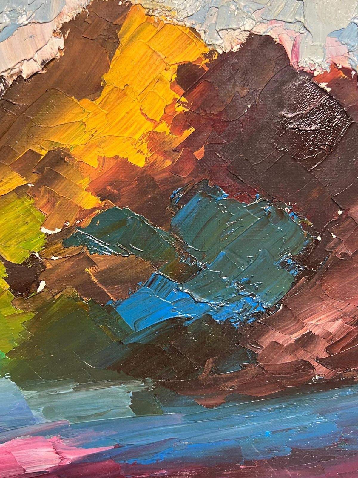 French Schoolvivid Rainbow Abstract Landscape With Bold Colors Dynamic Oil Painting20th Century photo 504.0