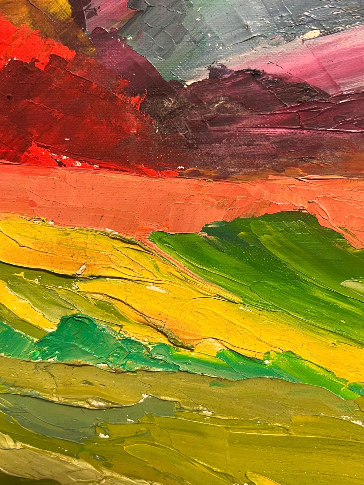 French Schoolvivid Rainbow Abstract Landscape With Bold Colors Dynamic Oil Painting20th Century photo buy