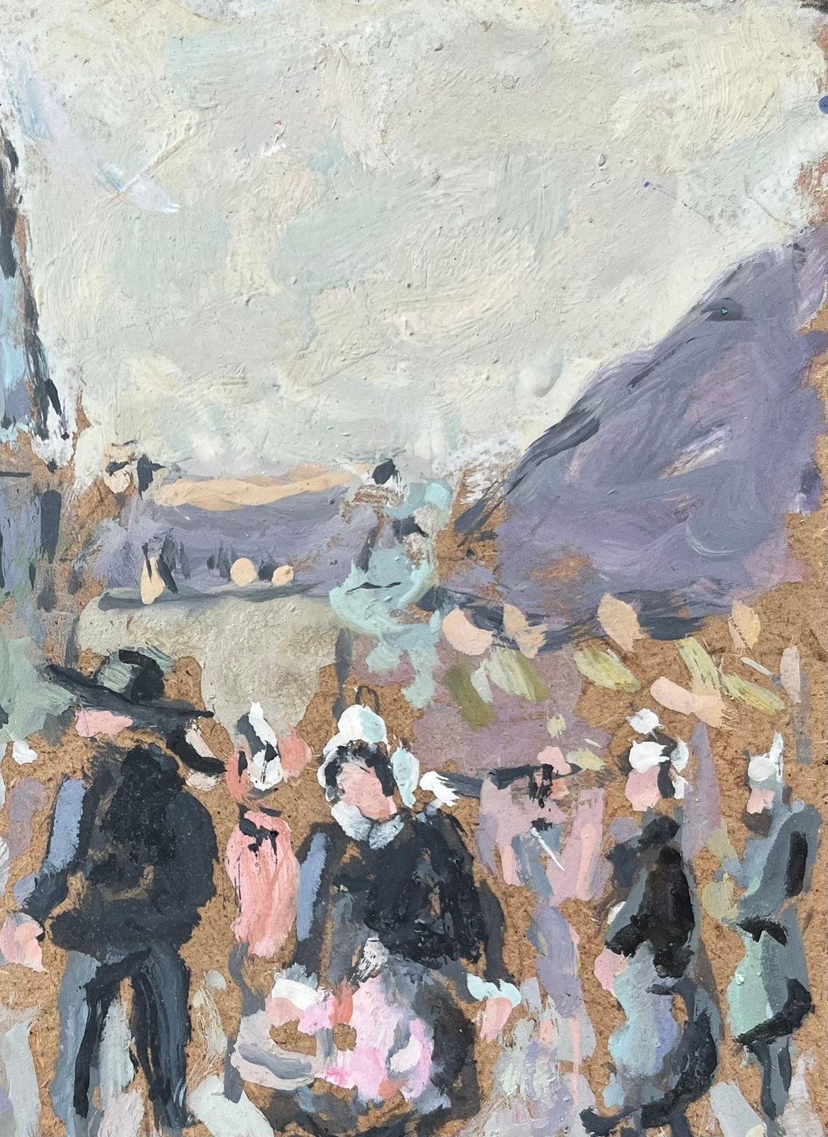 Fanch Lelfrench Impressionist Oil Painting Of A Bustling Scene At The Market In Quimper2004 photo vinterior