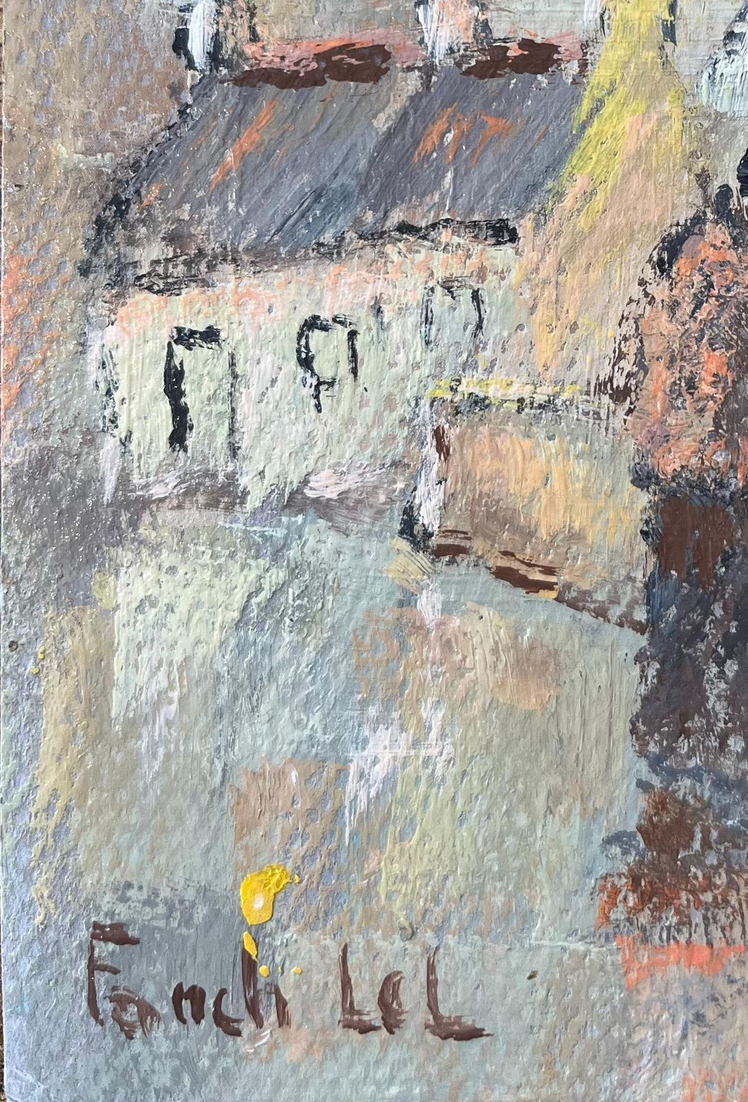 Fanch Lelfrench Impressionist Oil Painting Of A Scene Of Two Figures Along A Quiet Harbor2006 photo Art