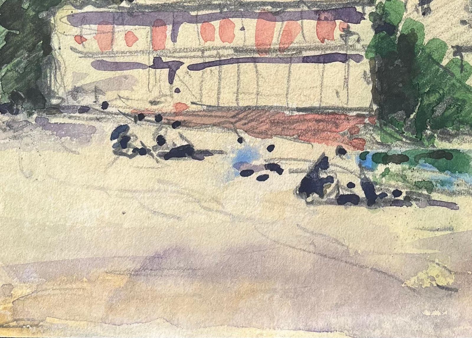 Maurice Mazeiliefrench Impressionist Watercolor Of A Beach Scene With A Sunlit Building20th Century photo 214.0