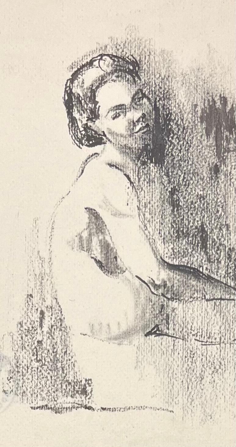Josine Vignonmid Century French Illustration Of A Seated Nude Woman Drawing1950's photo Art