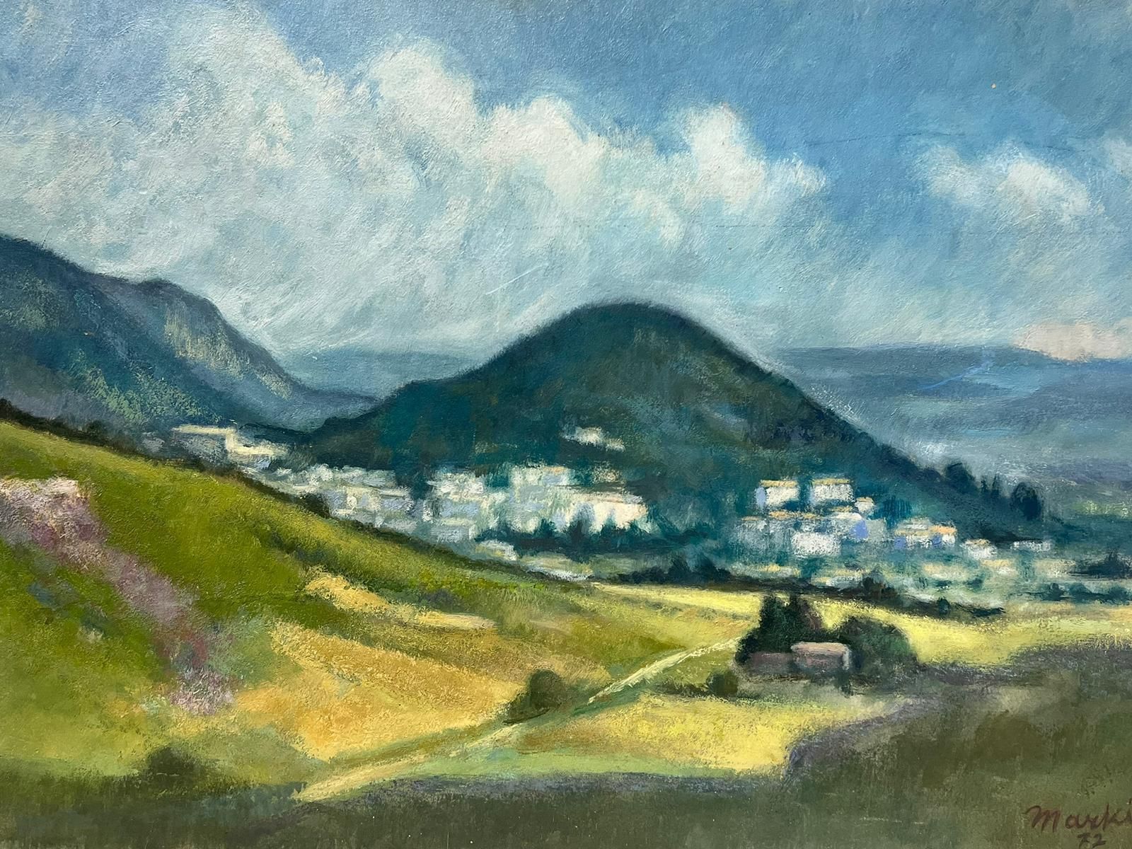Jacob Markiel20th Century French Modernist Oil Manosque Provence Windswept Landscape Fields photo 969.0