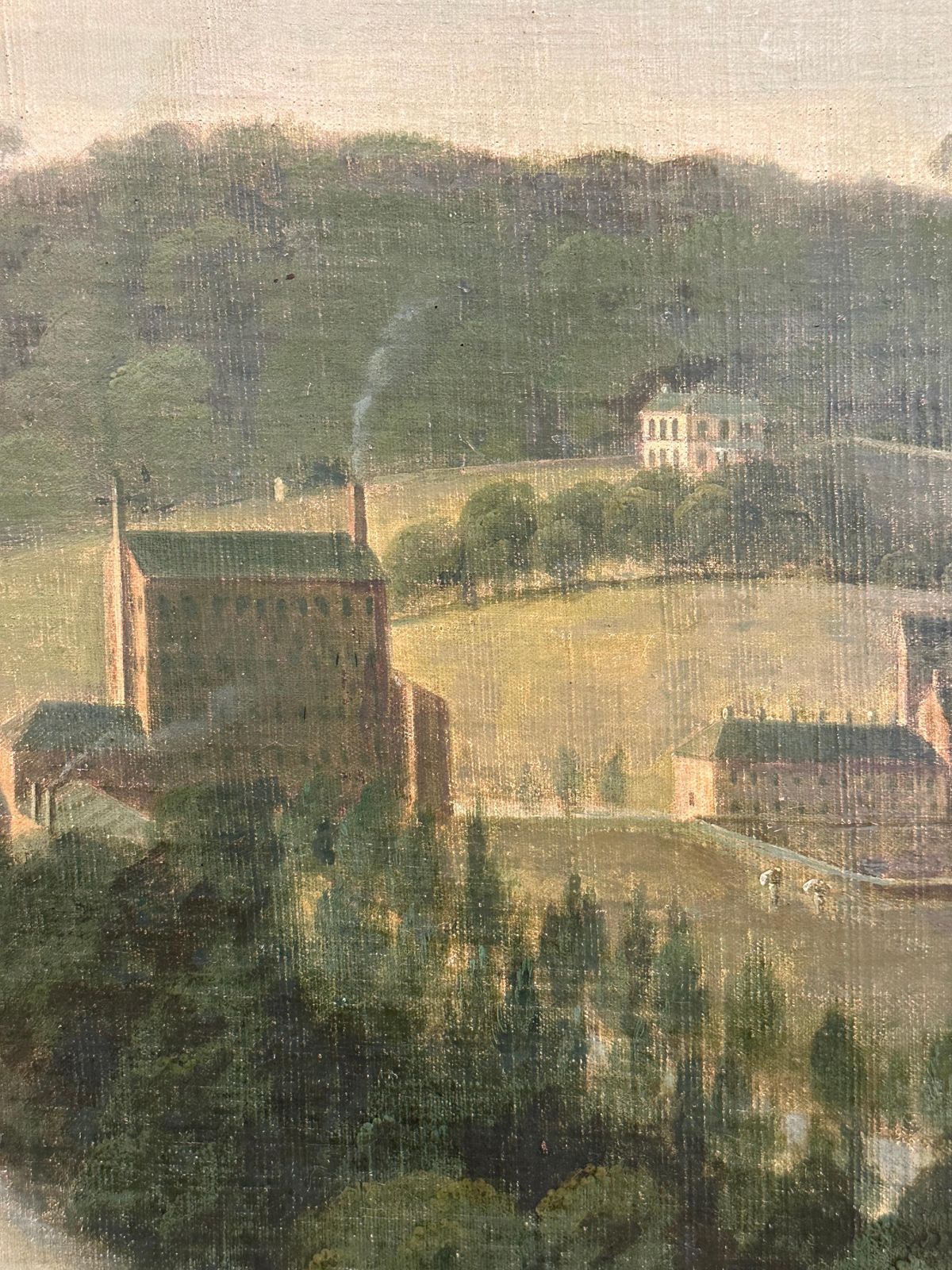 7850.0 John Pennington (1773 1841) Huge Georgian 1820's English Oil Industrial Landscape With Mills Children Picnicc. 1820's photo