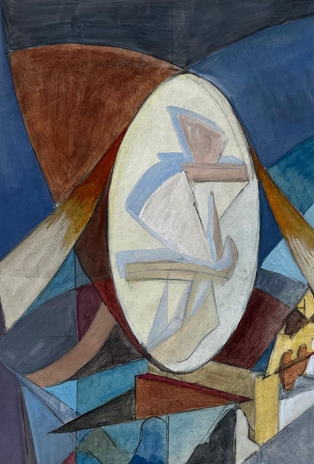 Guy Nicodcubist French Abstract Interior Scene With Figures Table And Geometric Shapes photo 468.0