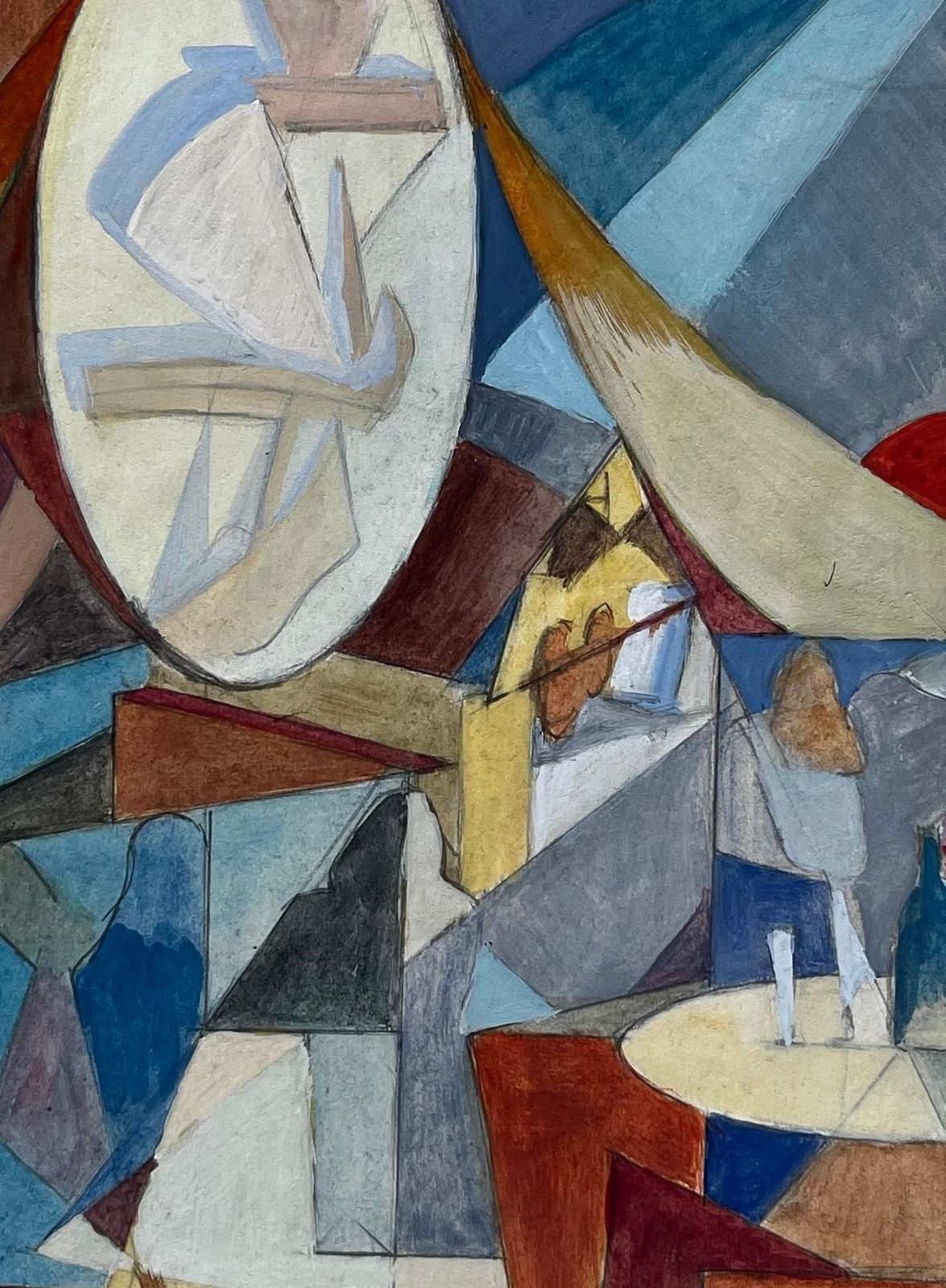 Guy Nicodcubist French Abstract Interior Scene With Figures Table And Geometric Shapes photo buy