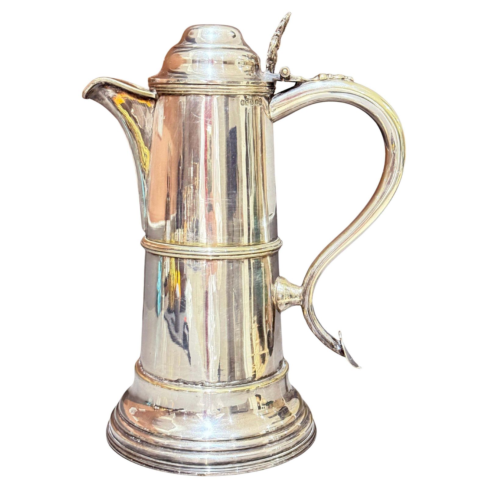Antique English Silver Plated Coffee Pot With Hinged Lid, Ornate Hot Water Pot