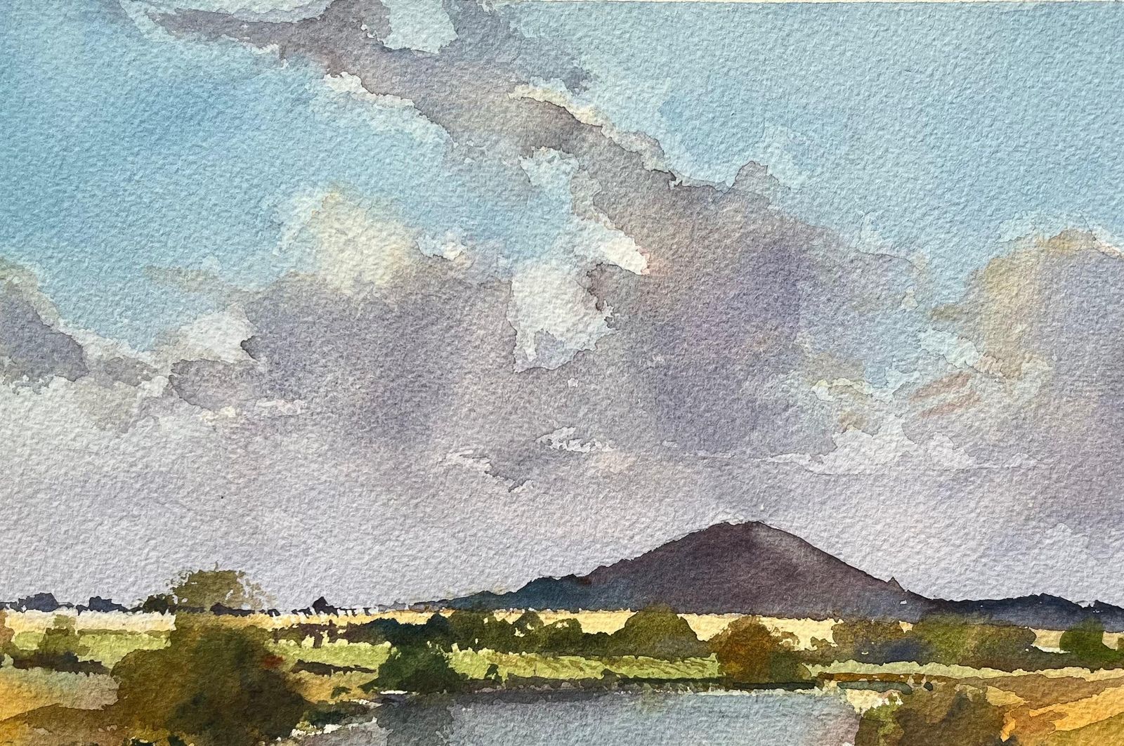 Anthony Averybritish Impressionist Watercolor Of The Wrekin And River Landscape photo vinterior