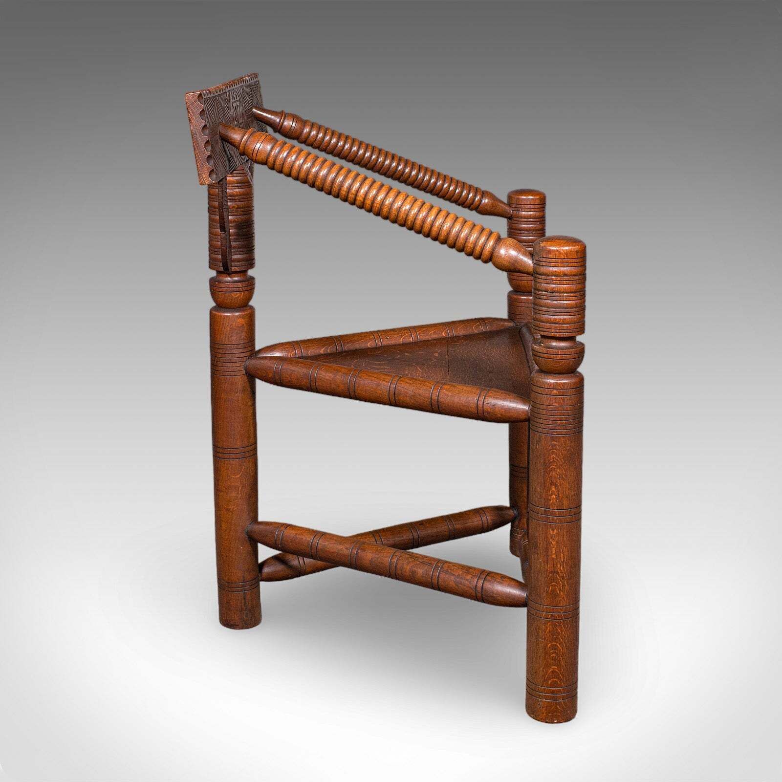Antique Turner's Chair, English, Oak, Old Saxon, Elbow Seat, Victorian, C.1900 photo for sale