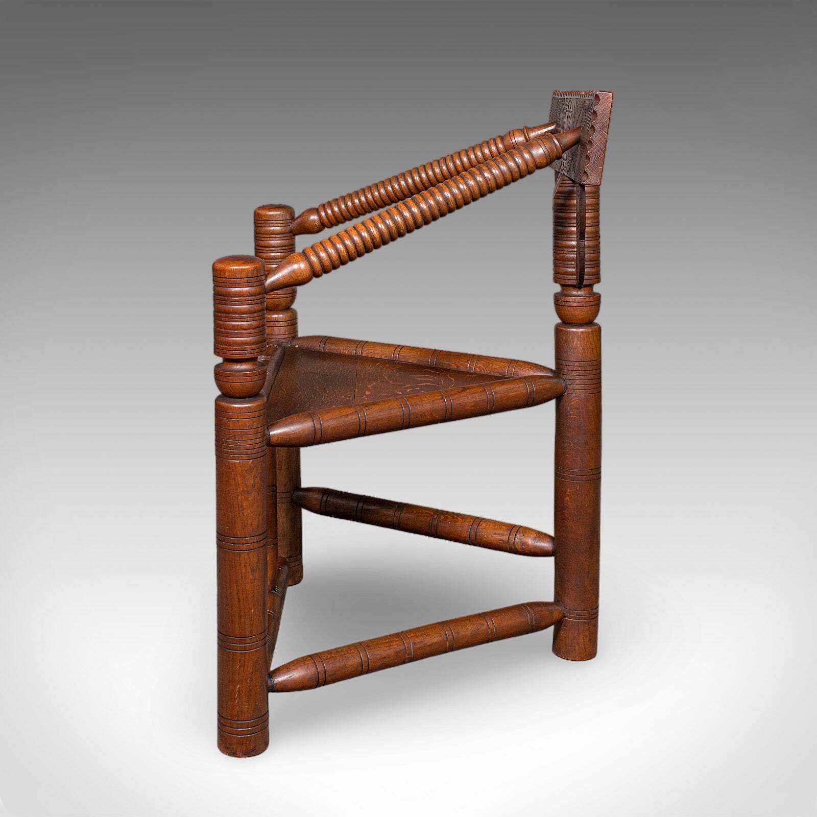 Antique Turner's Chair, English, Oak, Old Saxon, Elbow Seat, Victorian, C.1900 photo 1625.0