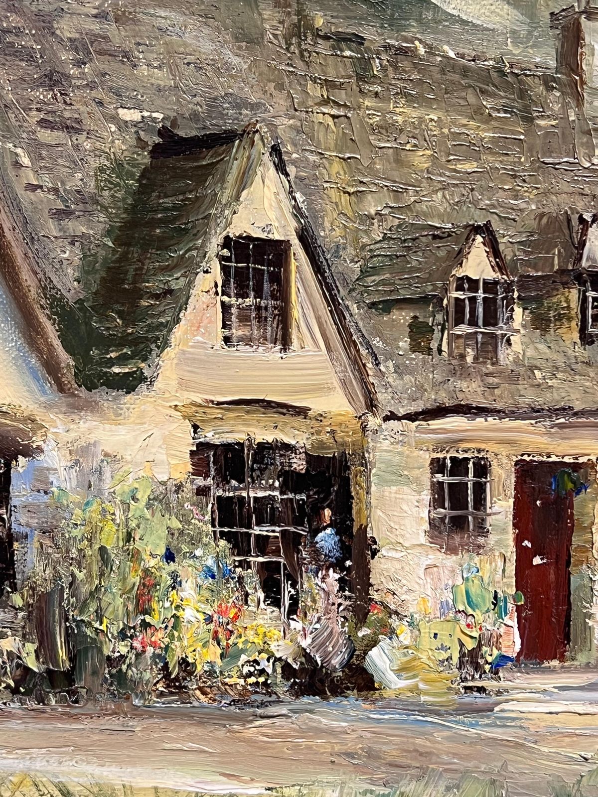 Donald Jennings Arlington Row Bibury The Cotswolds England Original Signed Oil Painting 1996 photo vintage