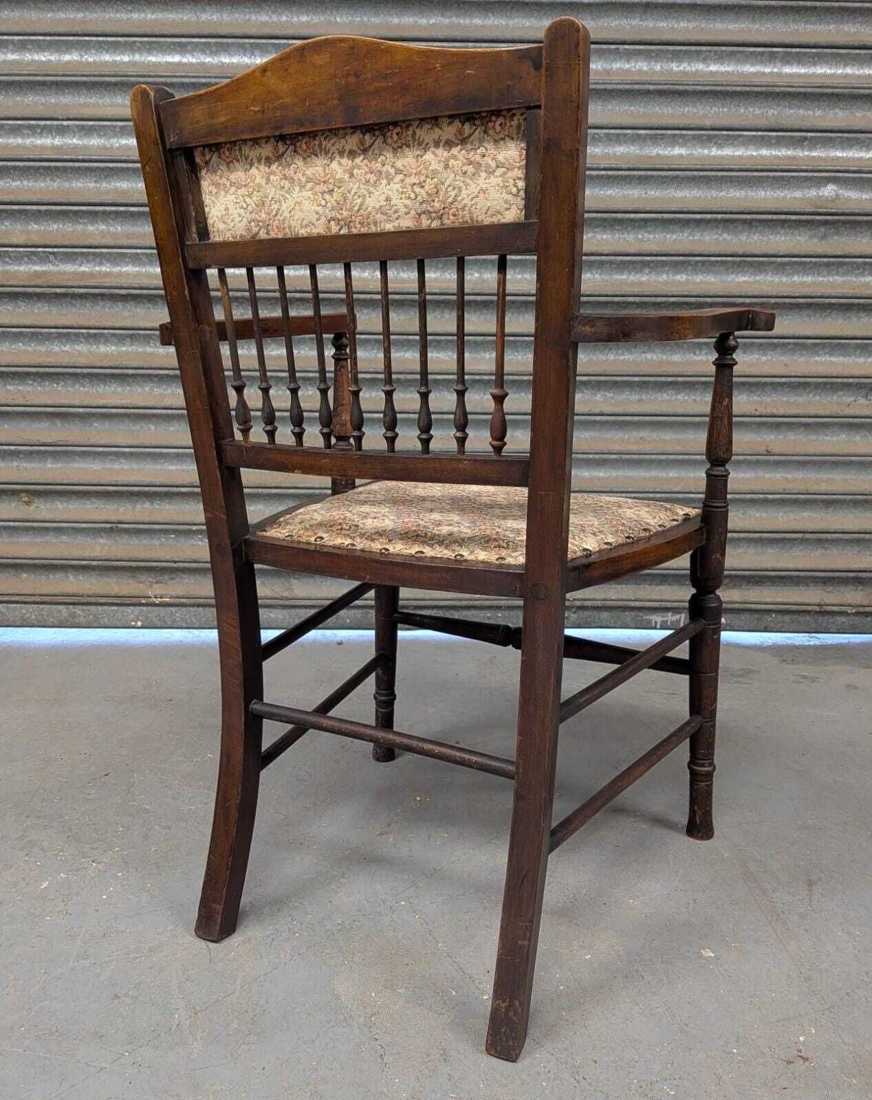 Pair Of Mid Victorian Inlaid Spindled Back Salon Elbow Chairs photo 229.0