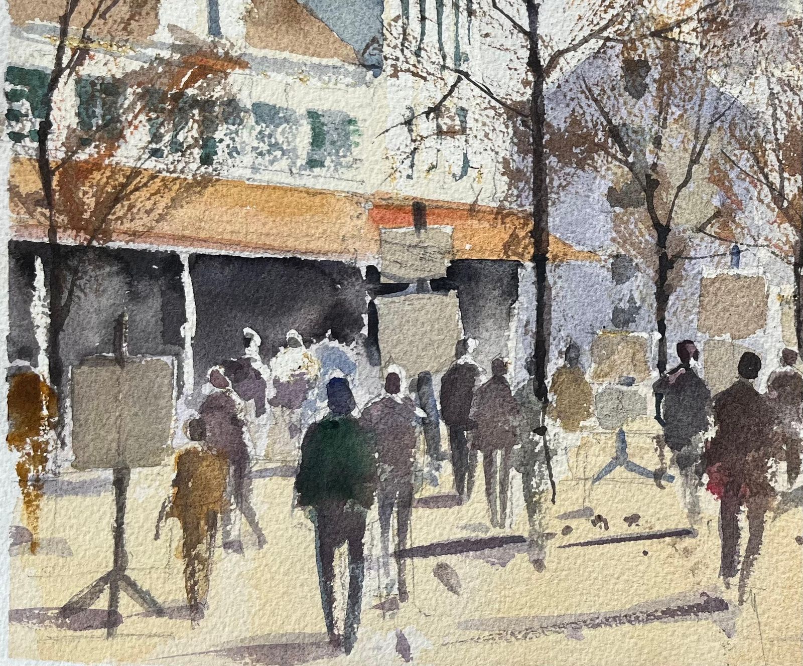 Anthony Avery British Watercolor Of A Bustling Montmartre Street Scene With Sacré Cœur photo Art