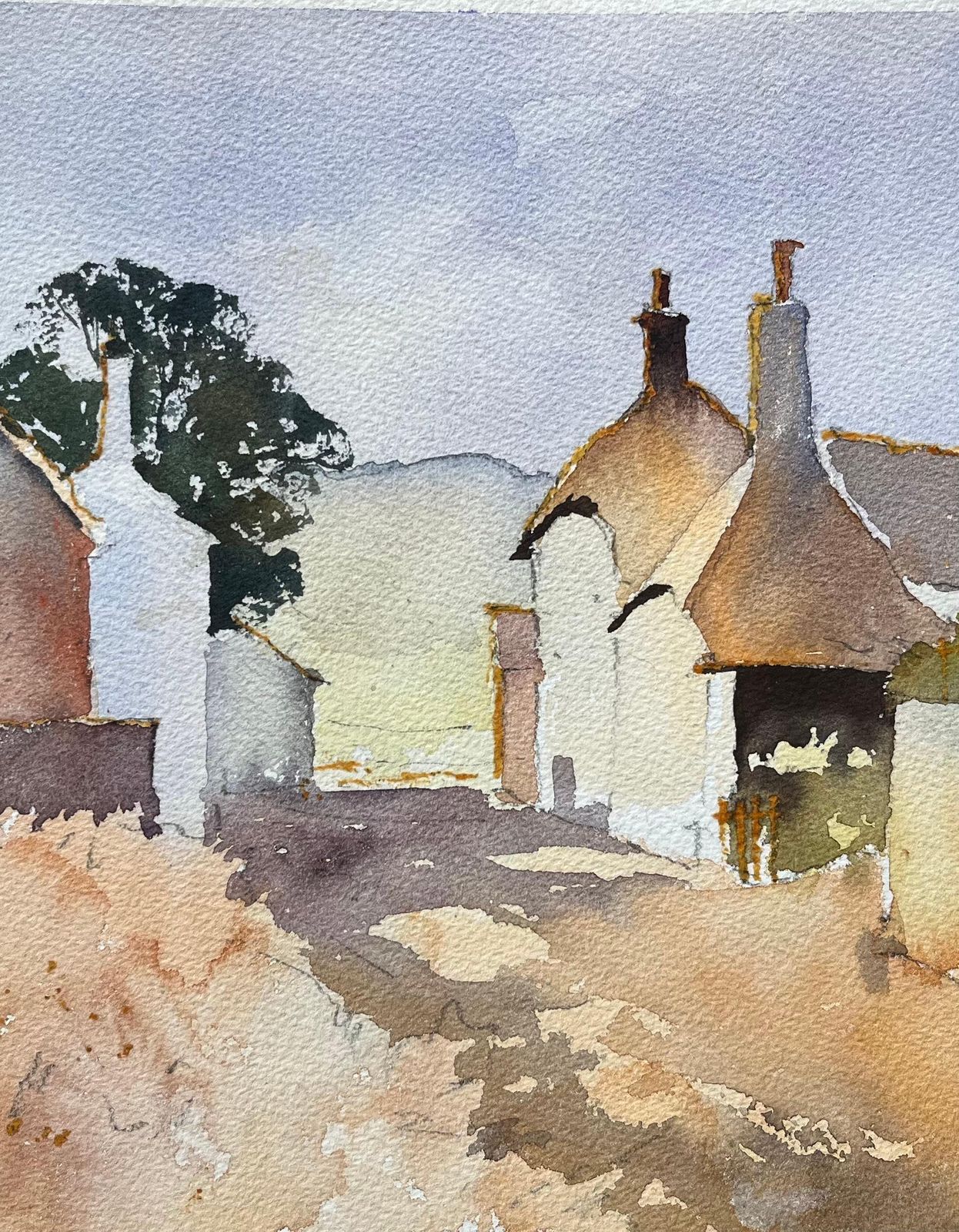 Anthony Avery British Impressionist Watercolor Of A Village Lane With Cottages photo Art
