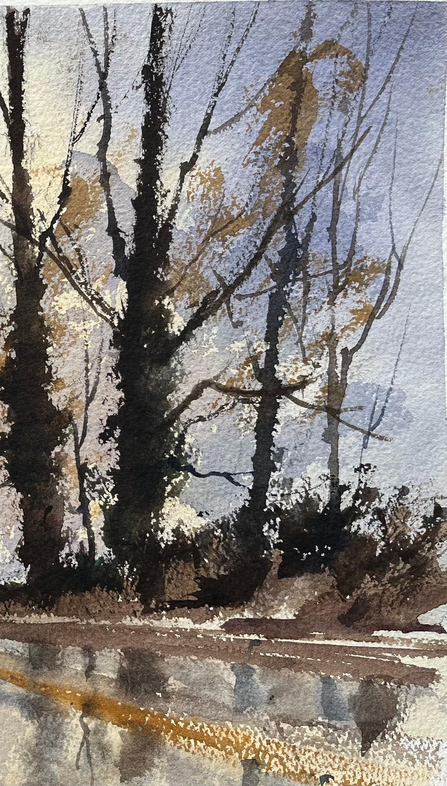 Anthony Avery British Impressionist Watercolor Of A Figures On A Country Road At Sunset photo furniture