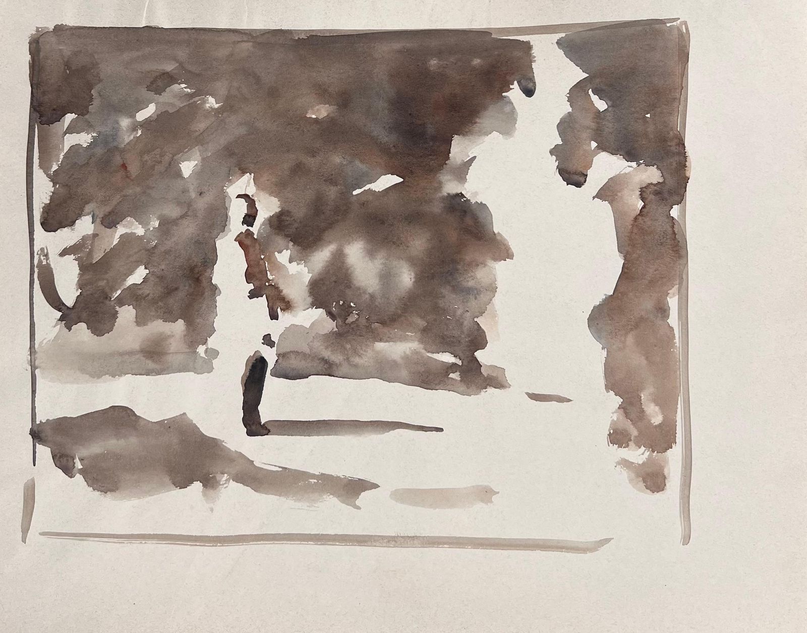 Robert Ladou Figure Stood In Brown Foggy Landscape Original French Artwork 20th Century photo furniture