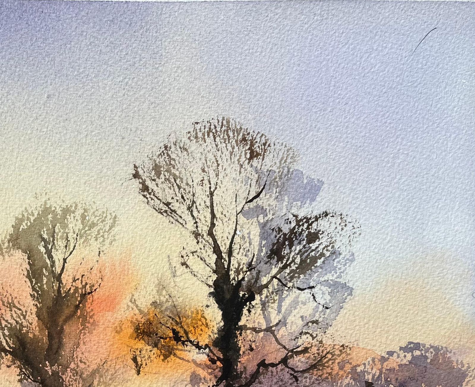 Anthony Avery British Watercolor Of Country Road At Sunset photo Art