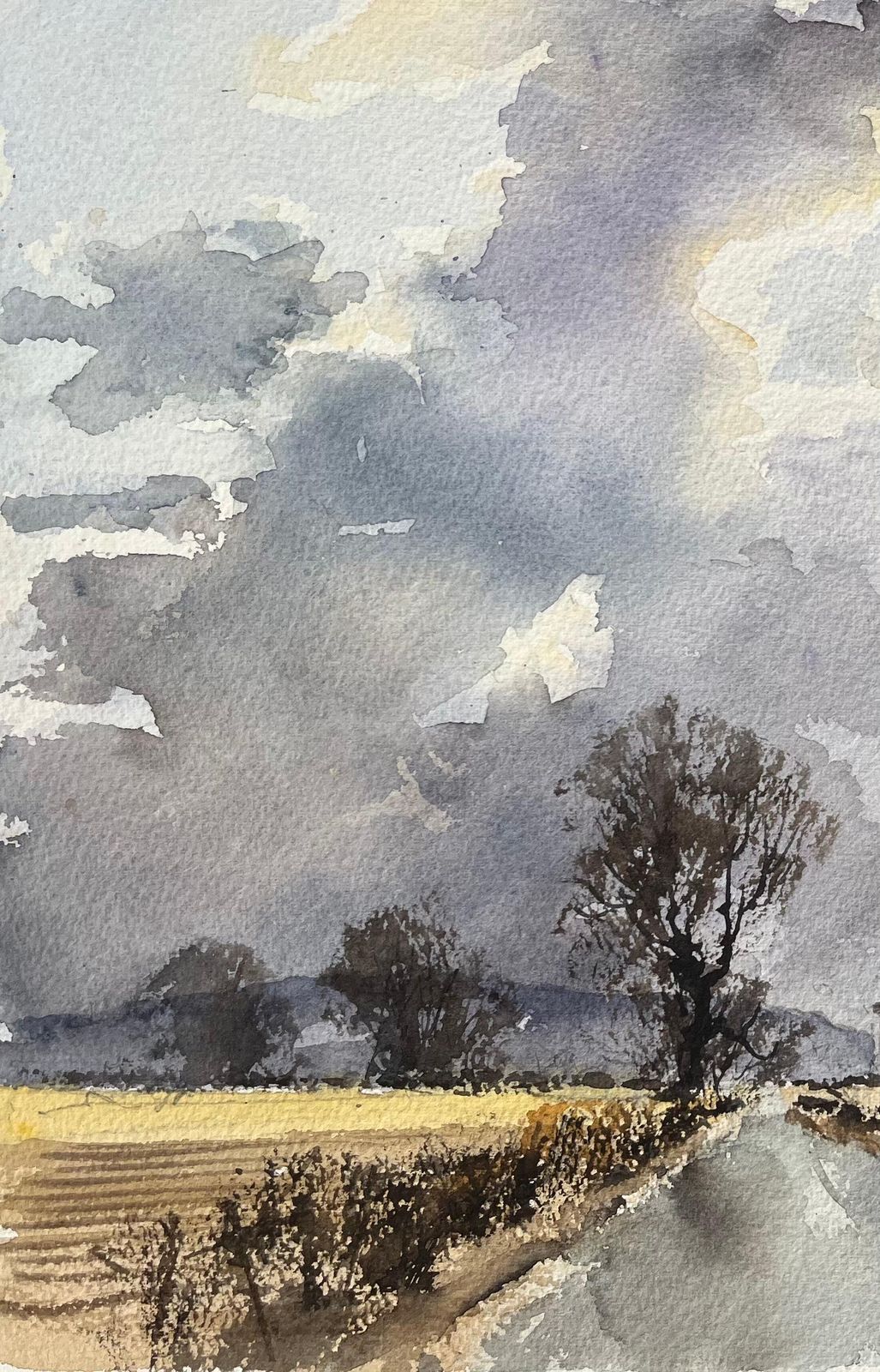 Anthony Avery British Impressionist Watercolor Of Country Road Leading To Farm Buildings photo Art