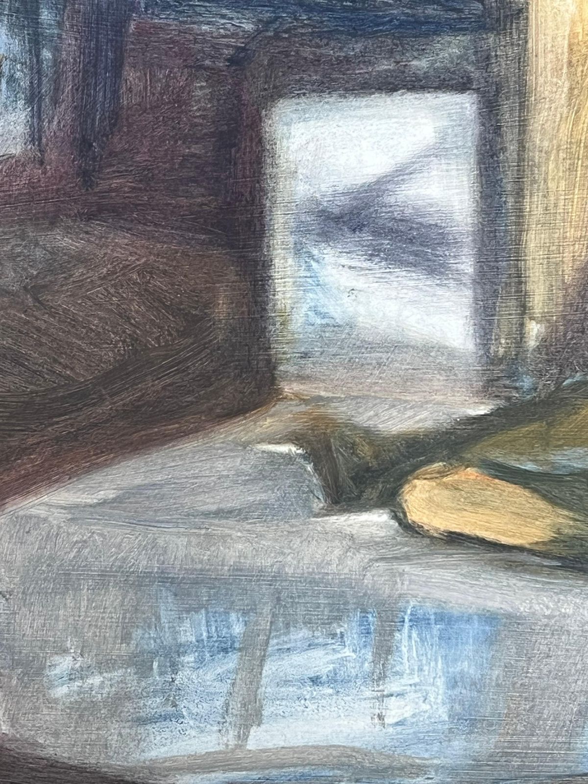 Helen Greenfield Nude Figure In A Dimly Lit Interior Resting On A Bed With Sunlight Filtering photo 710.0