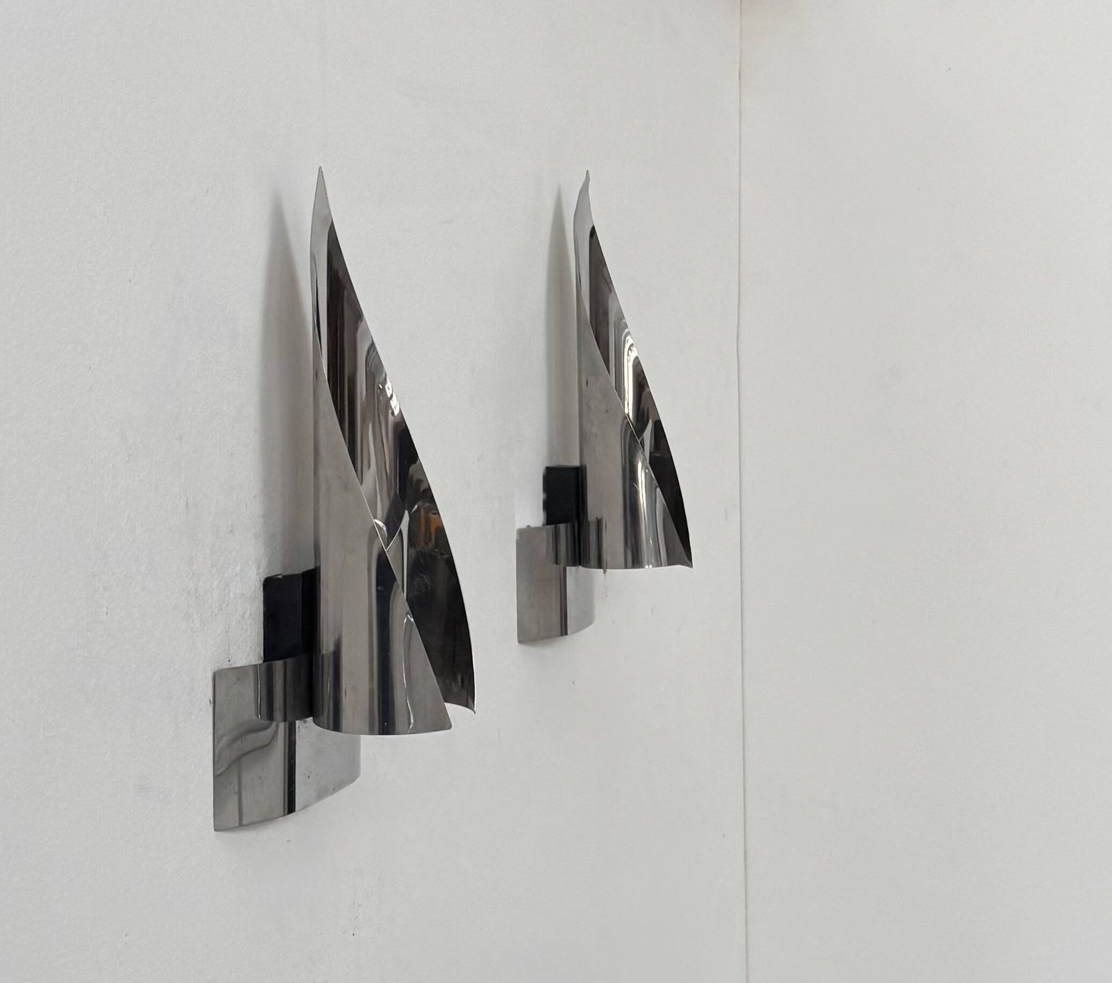 Page 1 Of 6 Pair Of Vintage Wall Lights, Chrome Metal, France, 1970. photo furniture