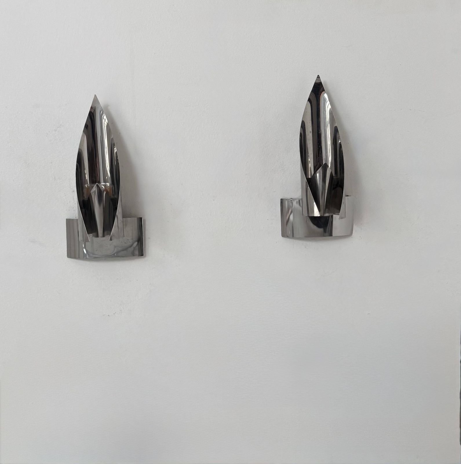Page 1 Of 6 Pair Of Vintage Wall Lights, Chrome Metal, France, 1970. photo Lighting